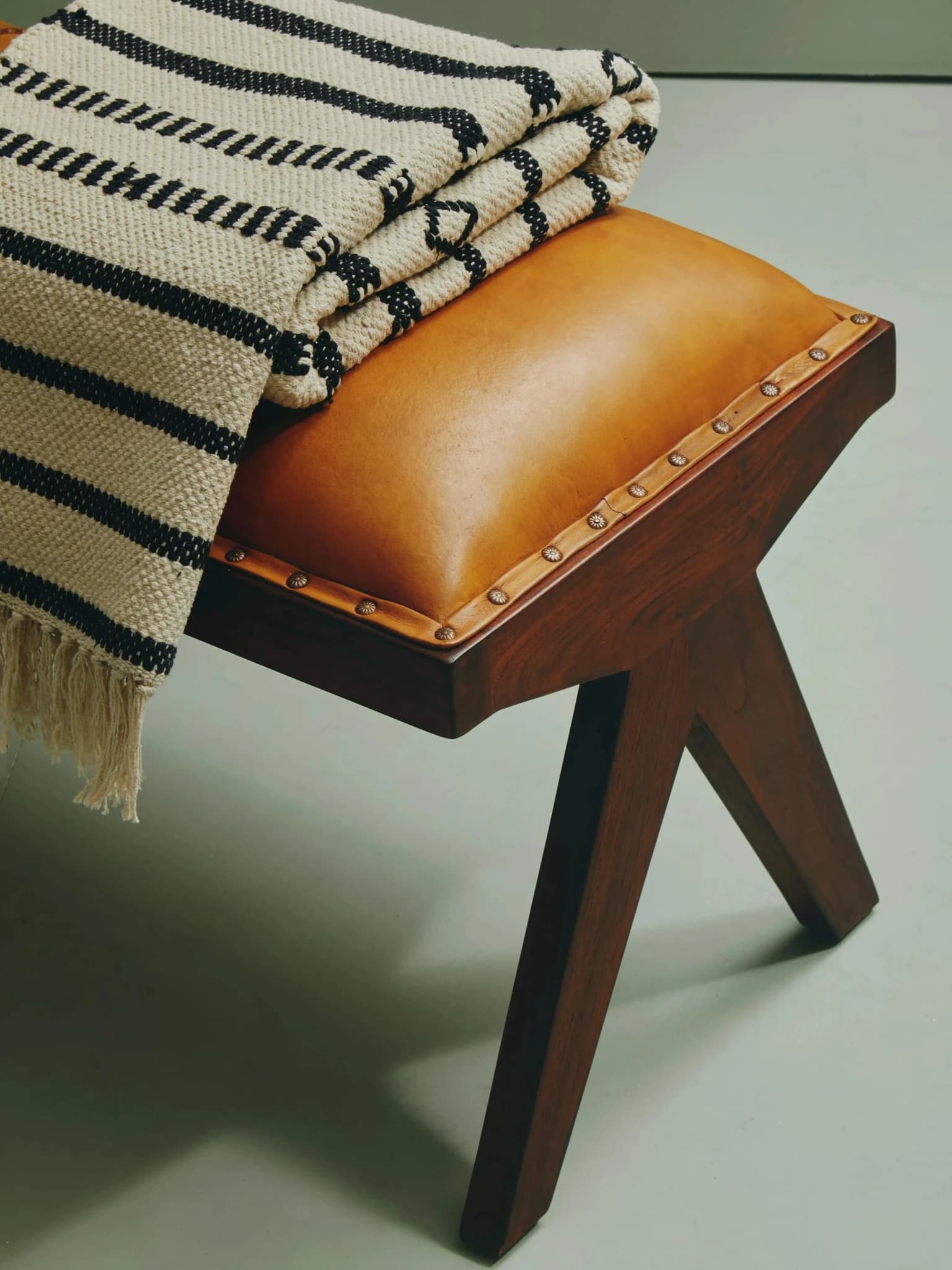 Inca Tan Leather Bench - Seating, photo 3 of 8