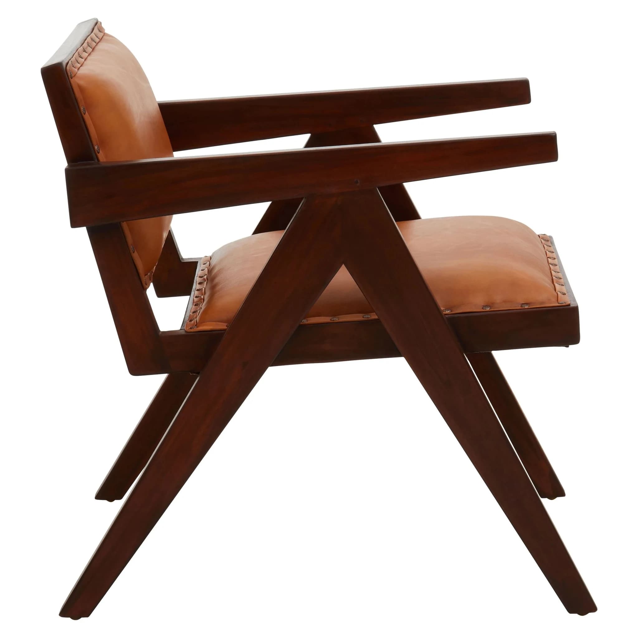 Inca Tan Leather and Teak Frame Dining Chair - Seating, photo 6 of 8