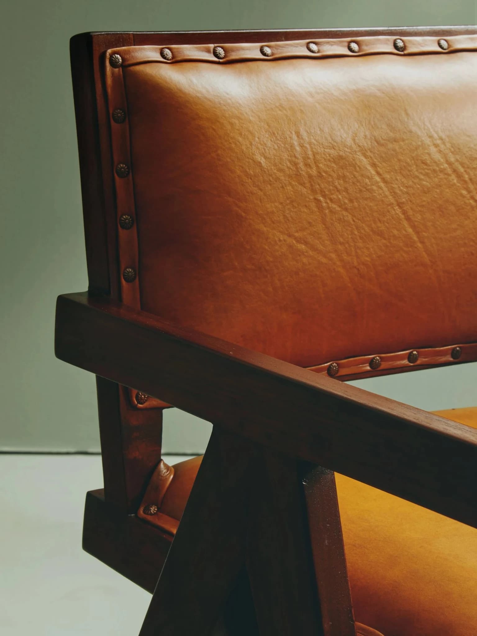 Inca Tan Leather and Teak Frame Dining Chair - Seating, photo 3 of 8
