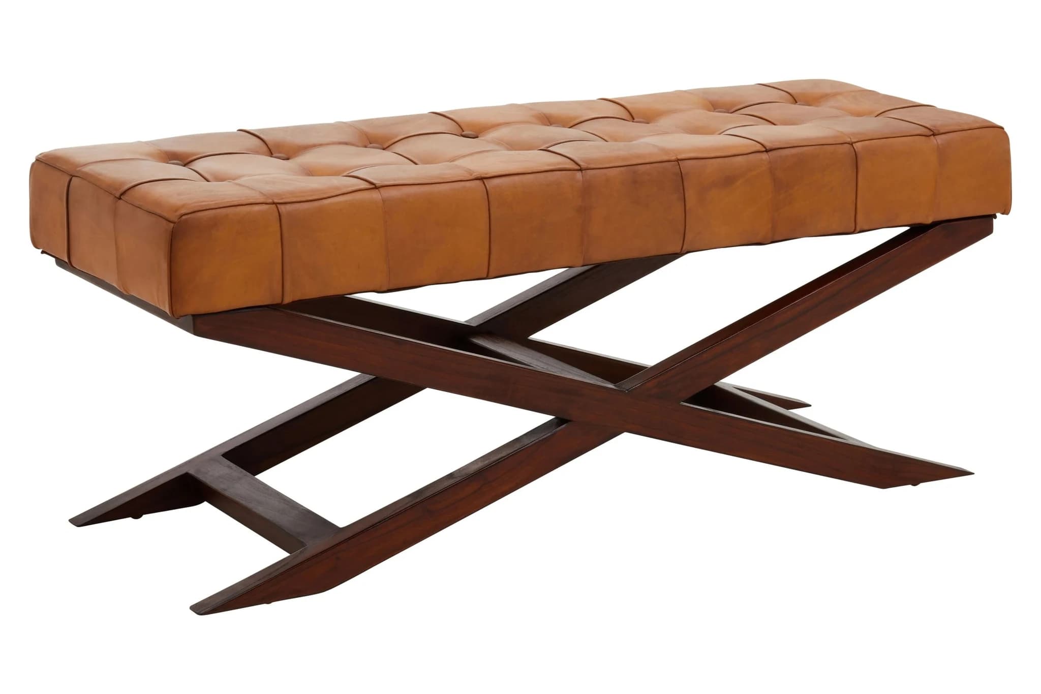 Inca Brown Leather Bench with Cedarwood Base - Seating, photo 6 of 8