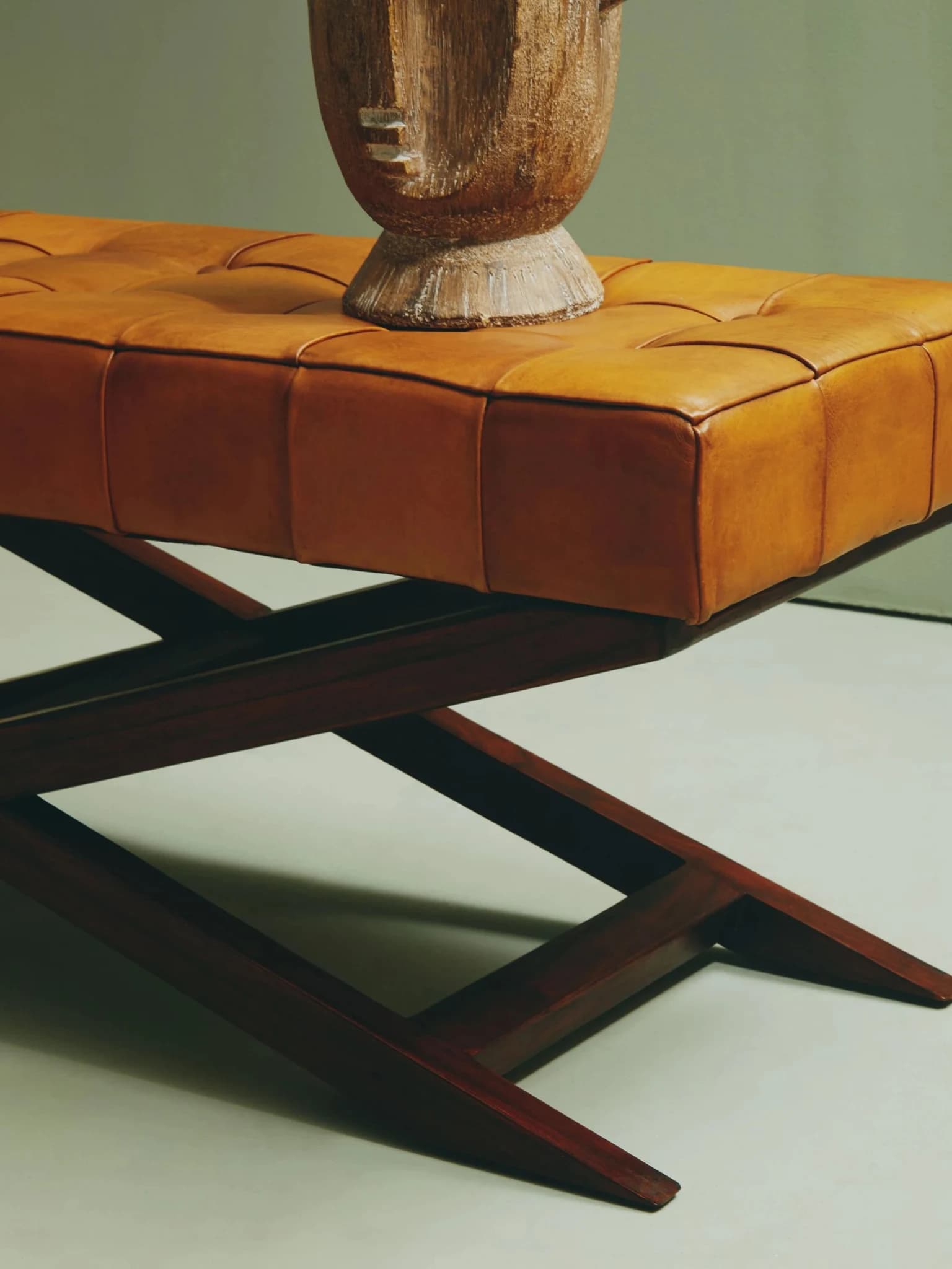 Inca Brown Leather Bench with Cedarwood Base - Seating, photo 3 of 8