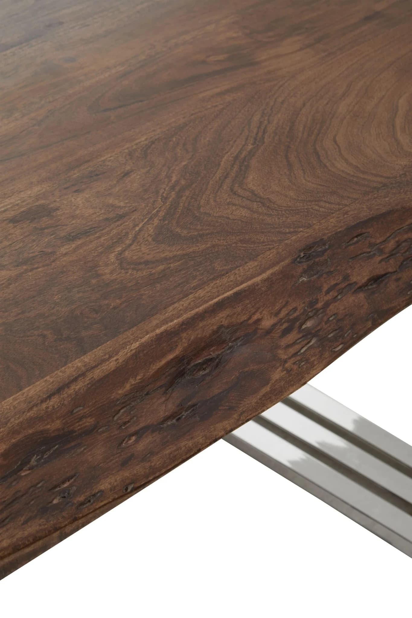 Hampstead Acacia Wood and Silver Legs Dining Table - Tables, photo 4 of 6