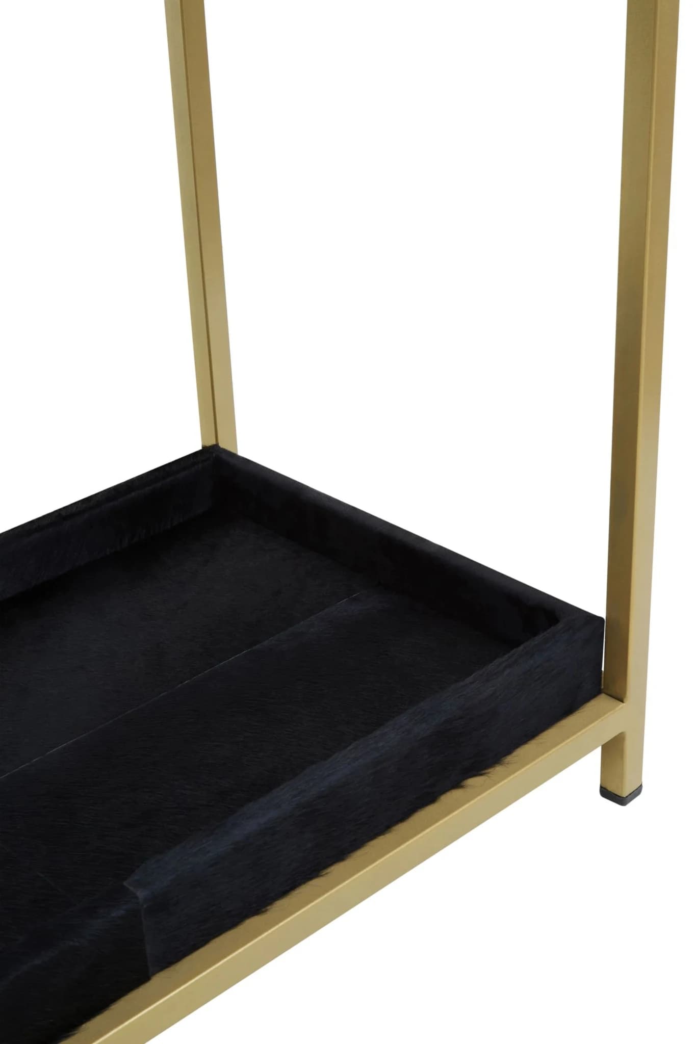 Kensington Townhouse Gold and Black Hair on Leather Two Drawer Console Table - Tables, photo 6 of 8