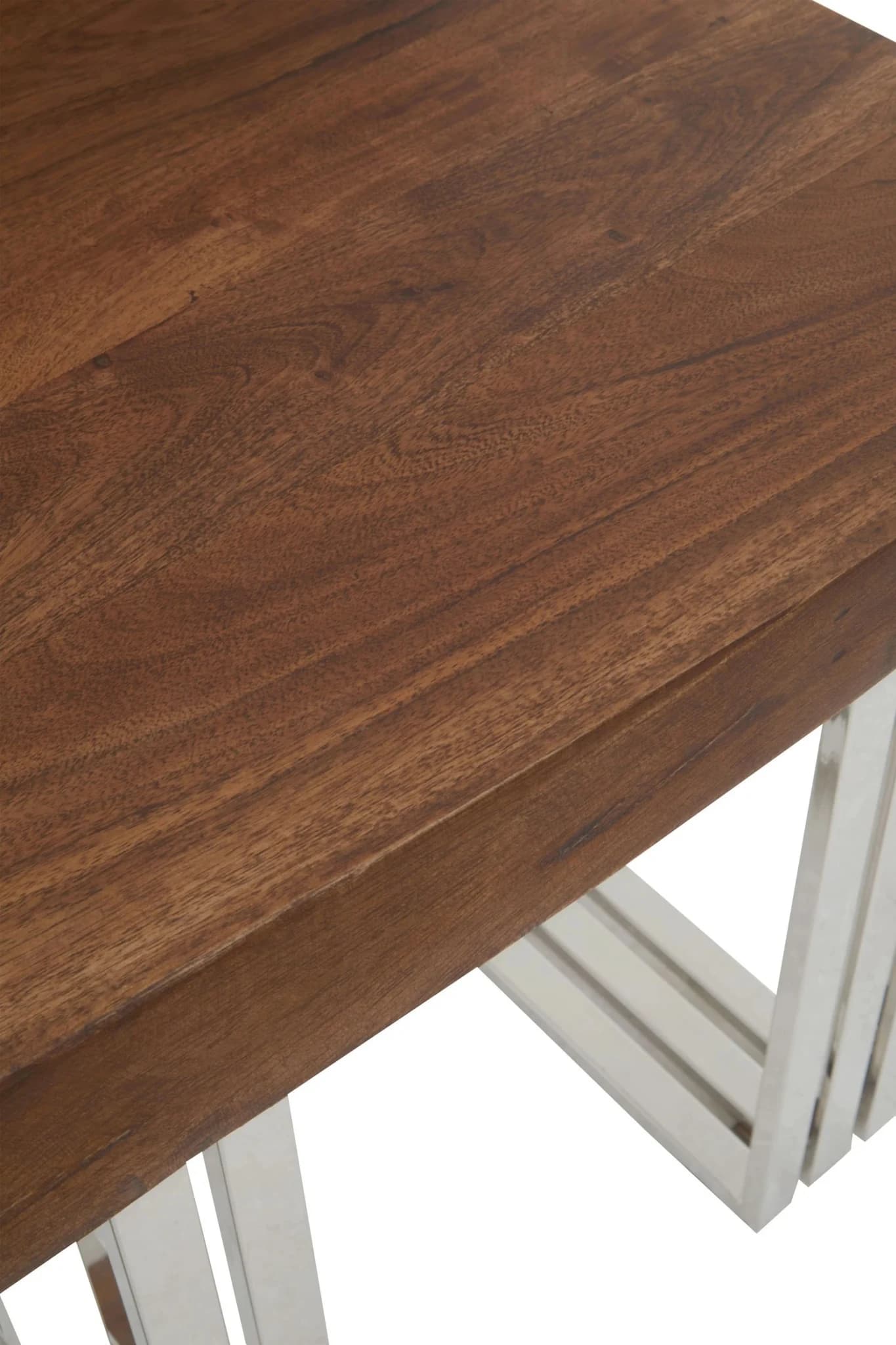 Hampstead Acacia Wood Side Table with Silver Legs - Tables, photo 7 of 7