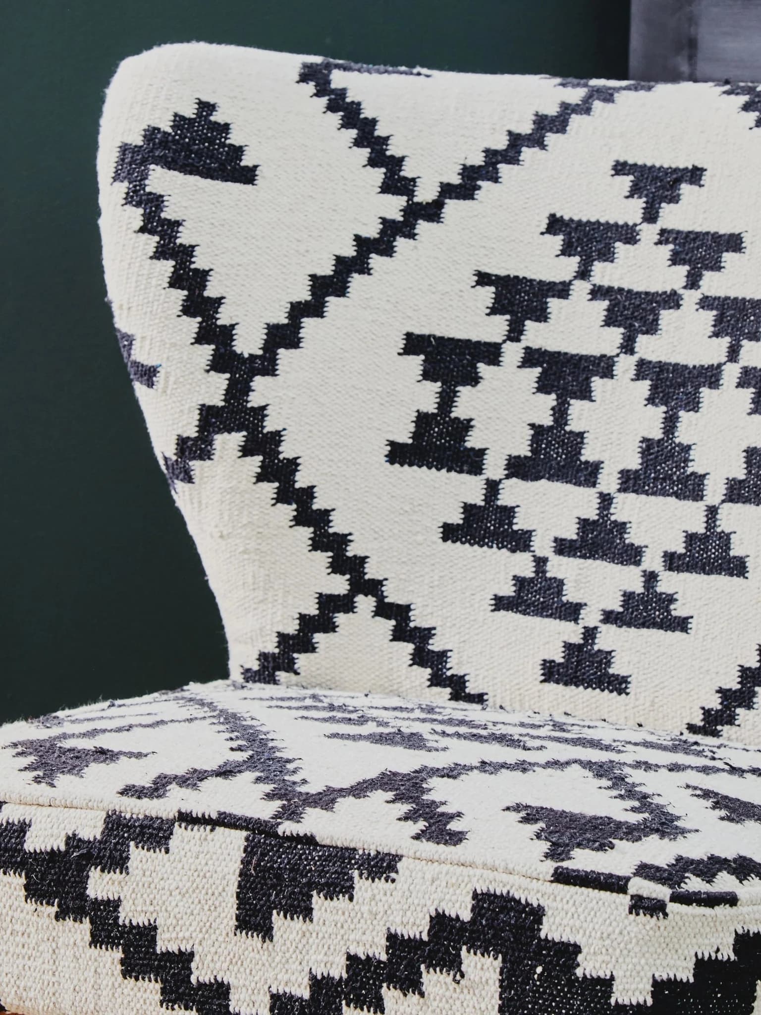 Cefena White and Black Berber Style Mango Wood Chair - Seating, photo 8 of 8