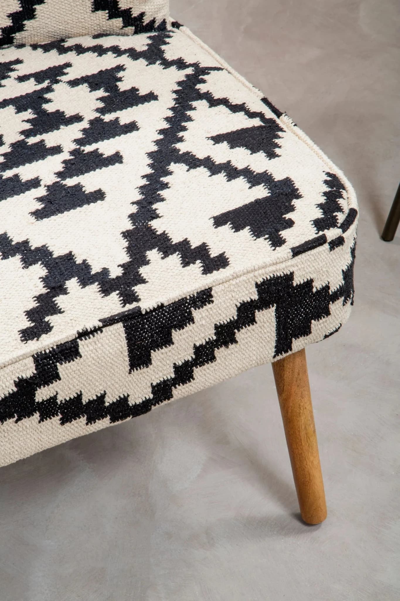 Cefena White and Black Berber Style Mango Wood Chair - Seating, photo 4 of 8