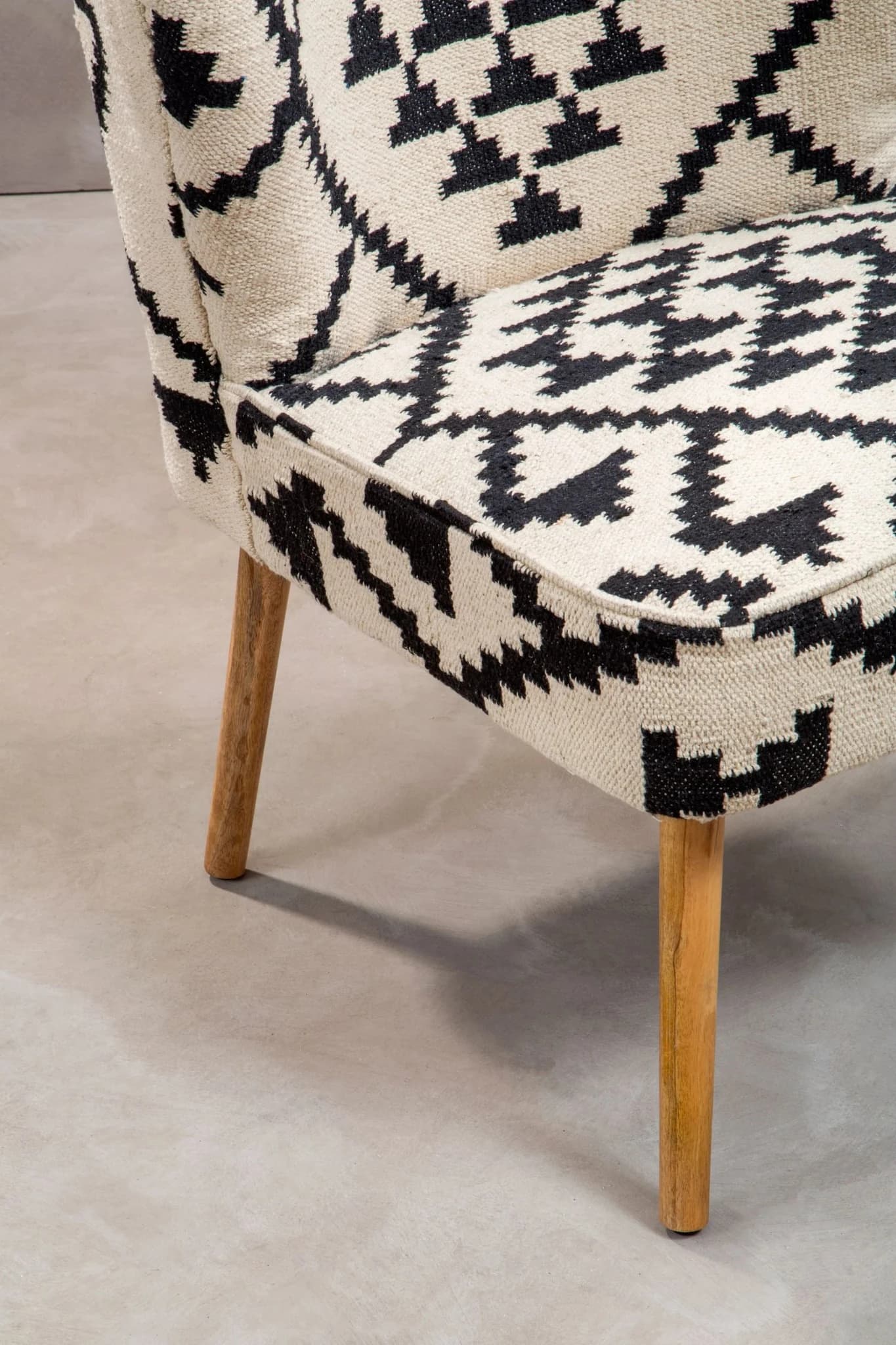 Cefena White and Black Berber Style Mango Wood Chair - Seating, photo 2 of 8