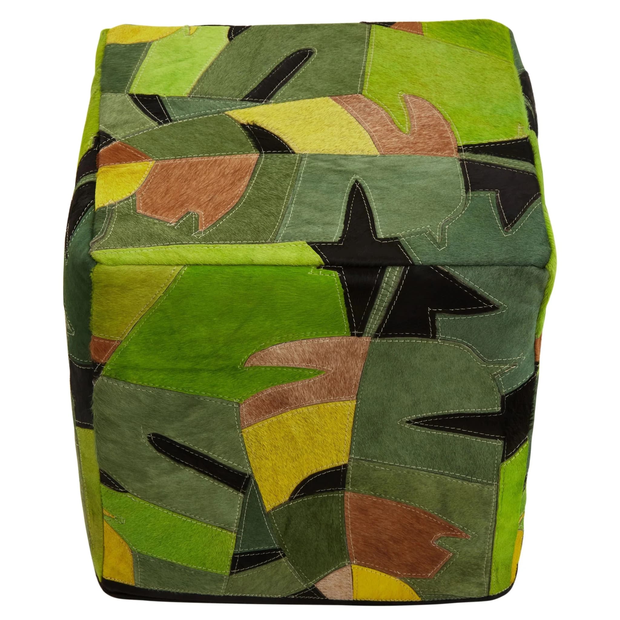 Safira Botanical Leather Pouffe - Decorative, photo 4 of 7