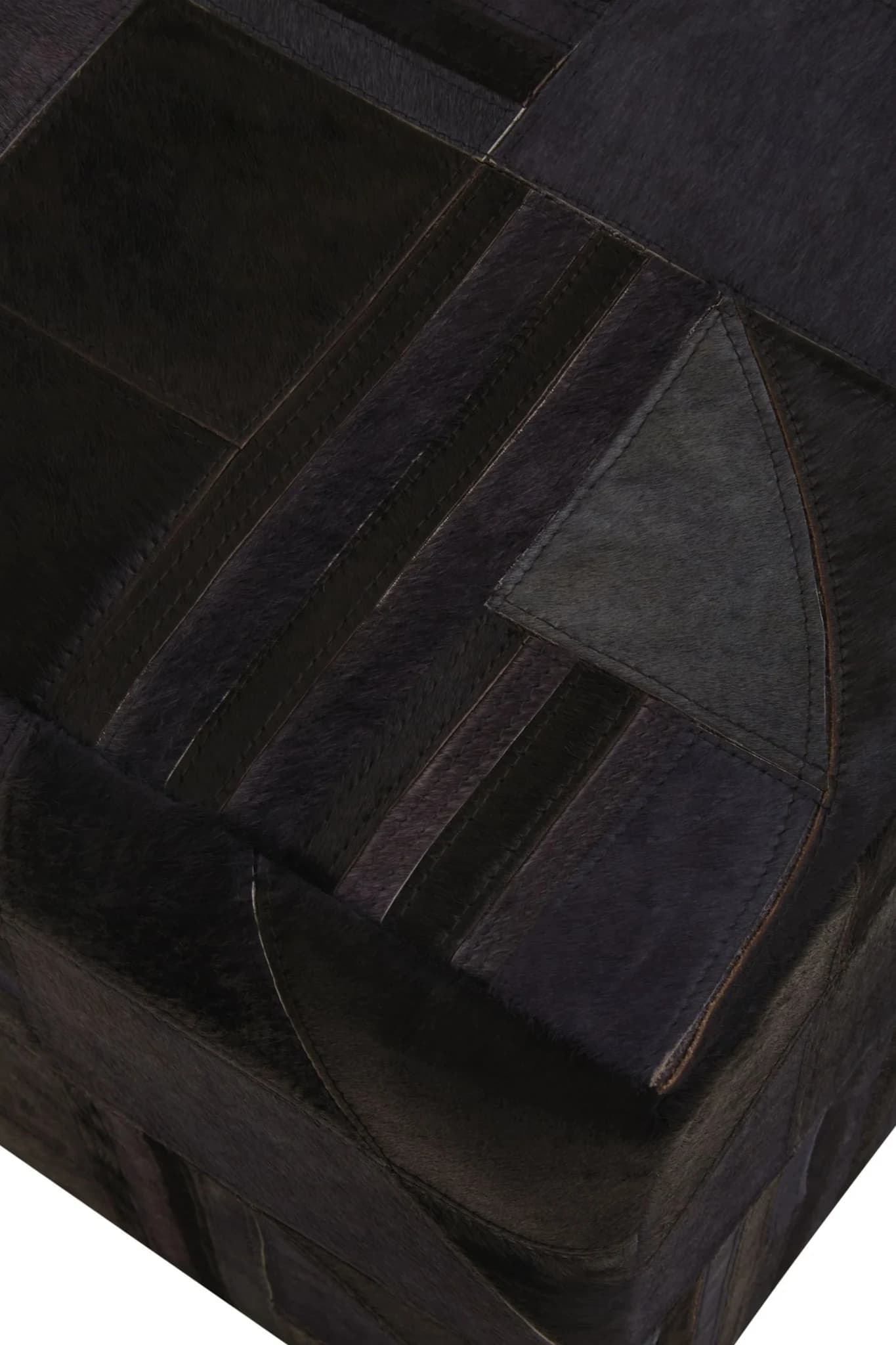Bosie Safira Black And Grey Deco Hair on Leather Pouffe - Decorative, photo 5 of 6