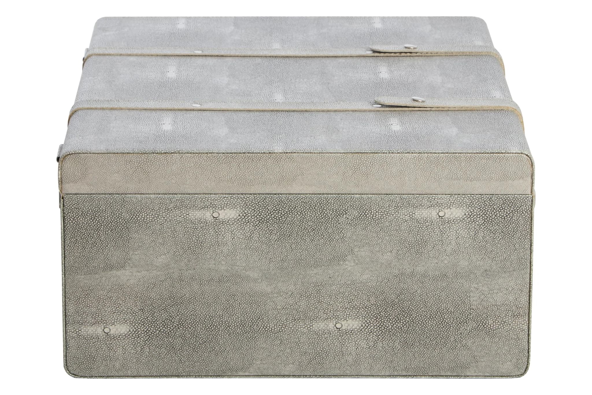 Cardona Set Of Three Grey Shagreen Effect Storage Trunks - Bookcases & shelving, photo 7 of 8