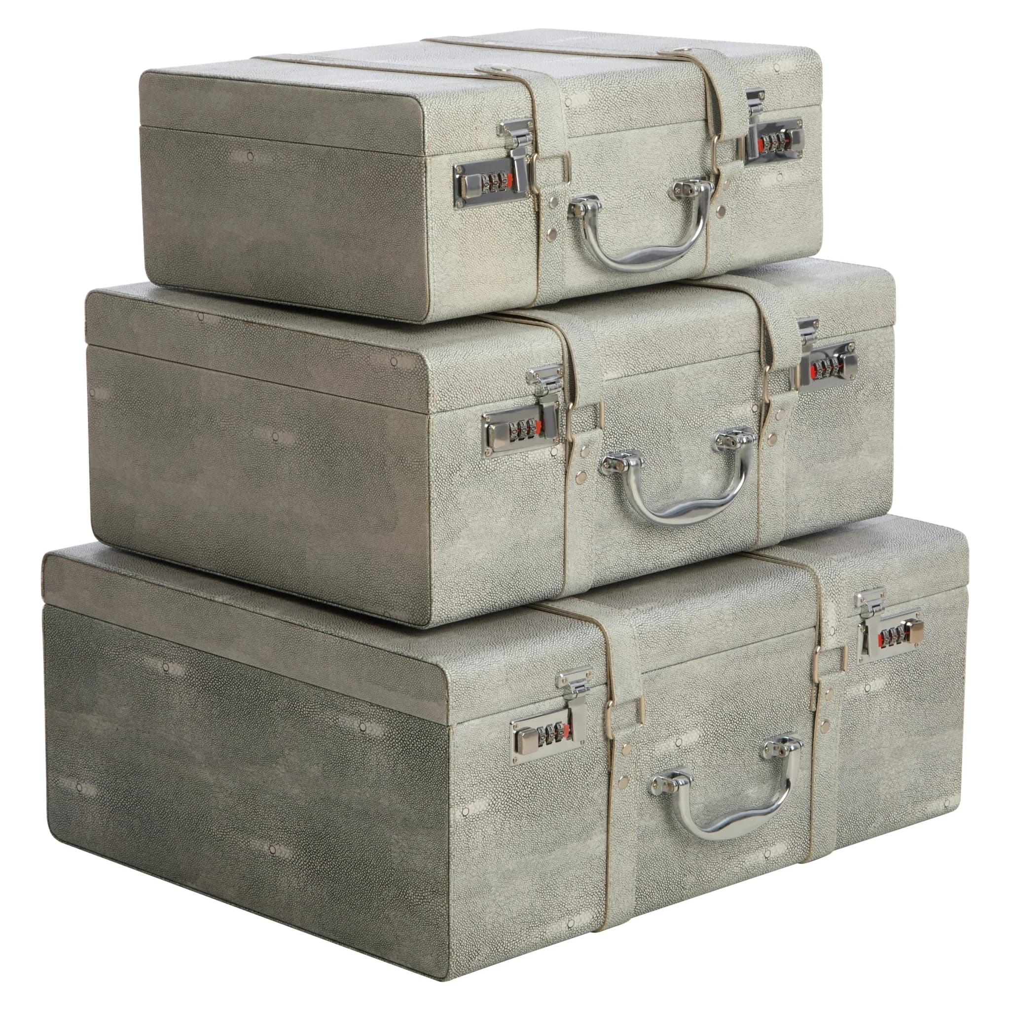 Cardona Set Of Three Grey Shagreen Effect Storage Trunks - Bookcases & shelving, photo 5 of 8