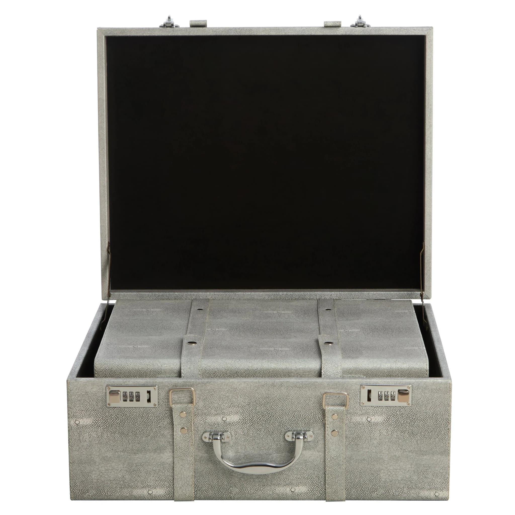 Cardona Set Of Three Grey Shagreen Effect Storage Trunks - Bookcases & shelving, photo 4 of 8