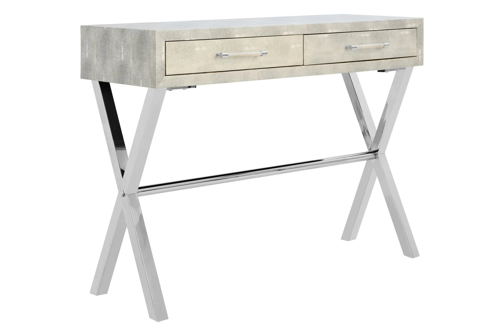 Cardona Two Drawer Grey Shagreen Effect Console Table - Tables, photo 5 of 8