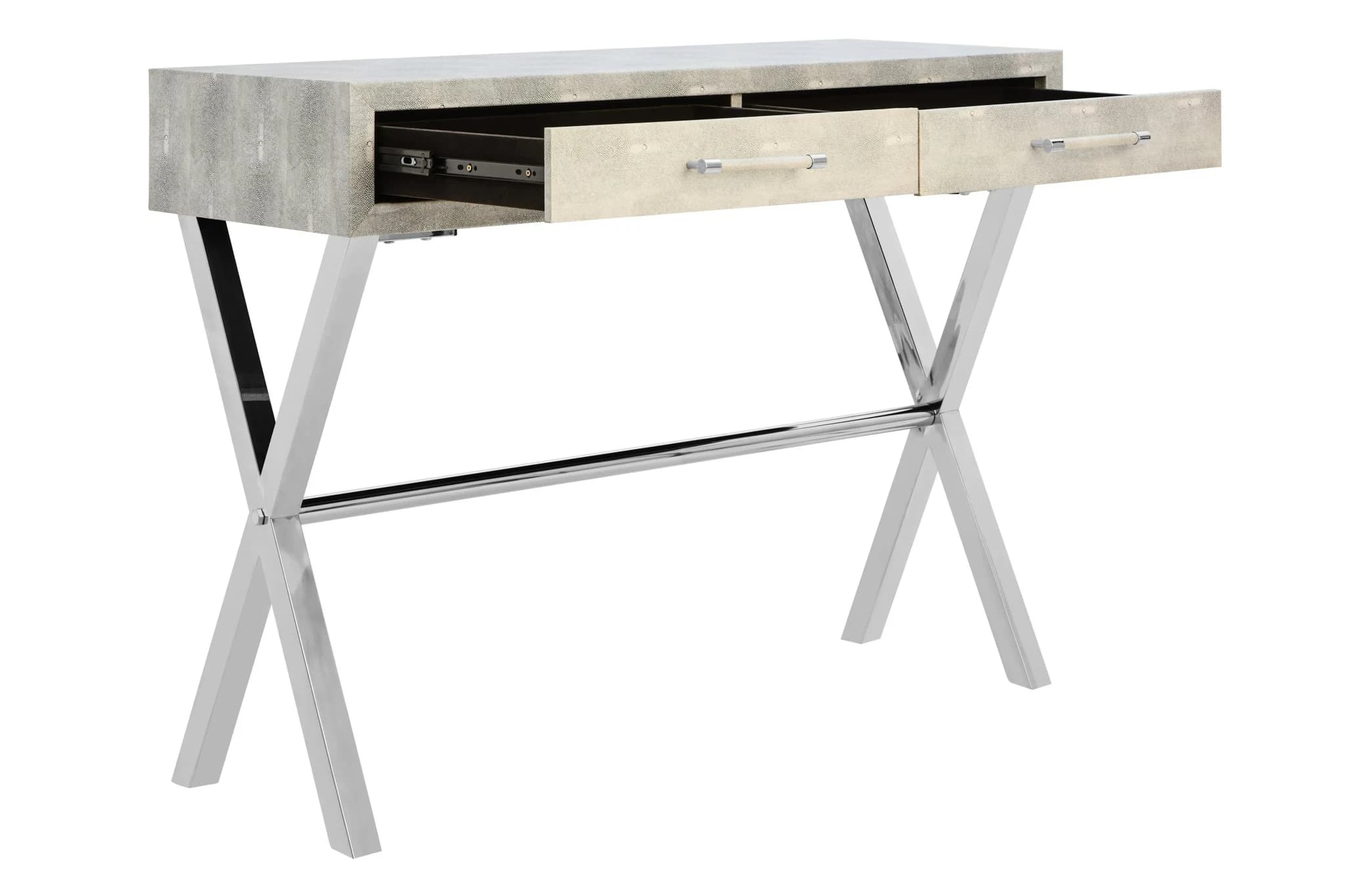 Cardona Two Drawer Grey Shagreen Effect Console Table - Tables, photo 4 of 8