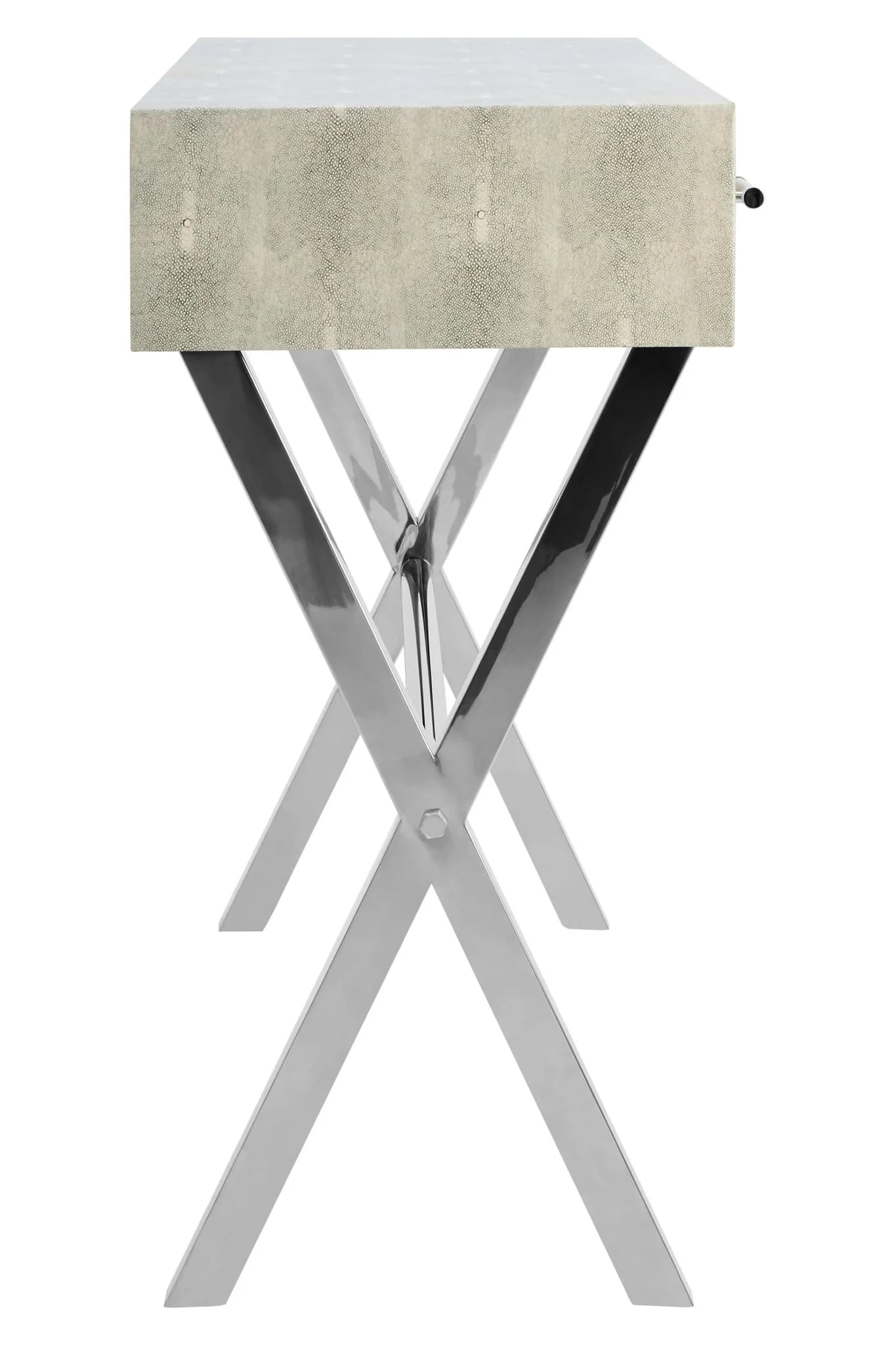 Cardona Two Drawer Grey Shagreen Effect Console Table - Tables, photo 3 of 8