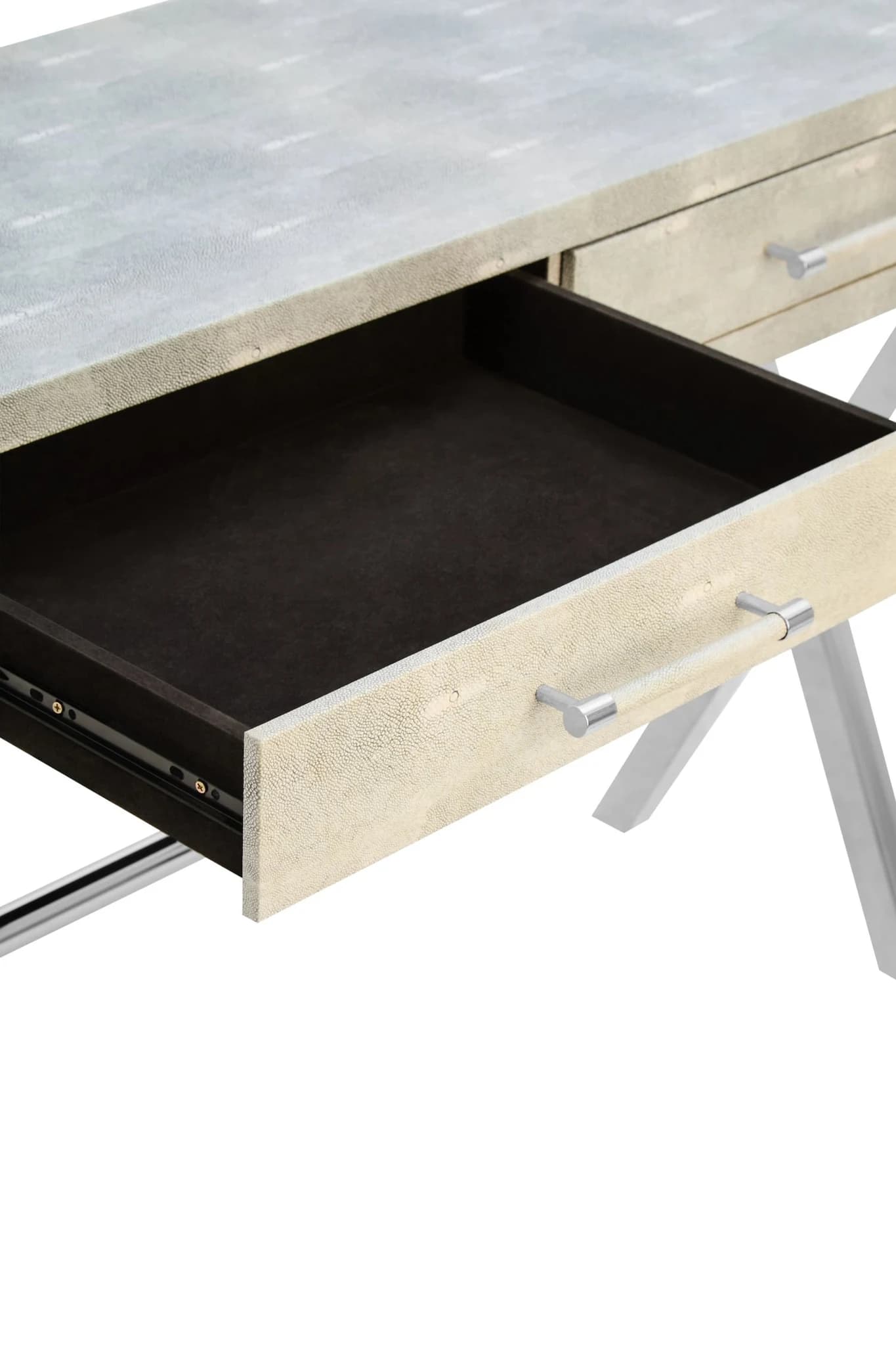 Cardona Two Drawer Grey Shagreen Effect Console Table - Tables, photo 7 of 8