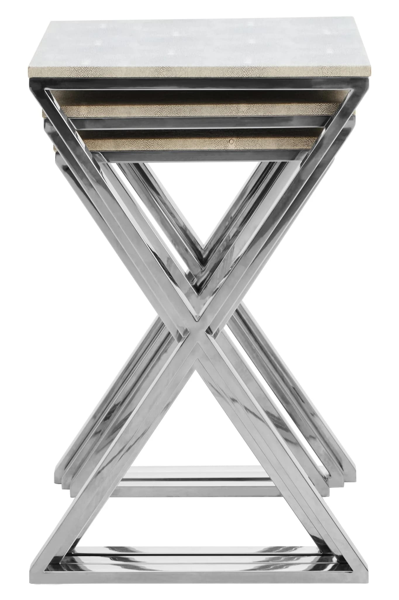 Cardona Grey Shagreen Effect Nest of Three Tables - Tables, photo 6 of 8