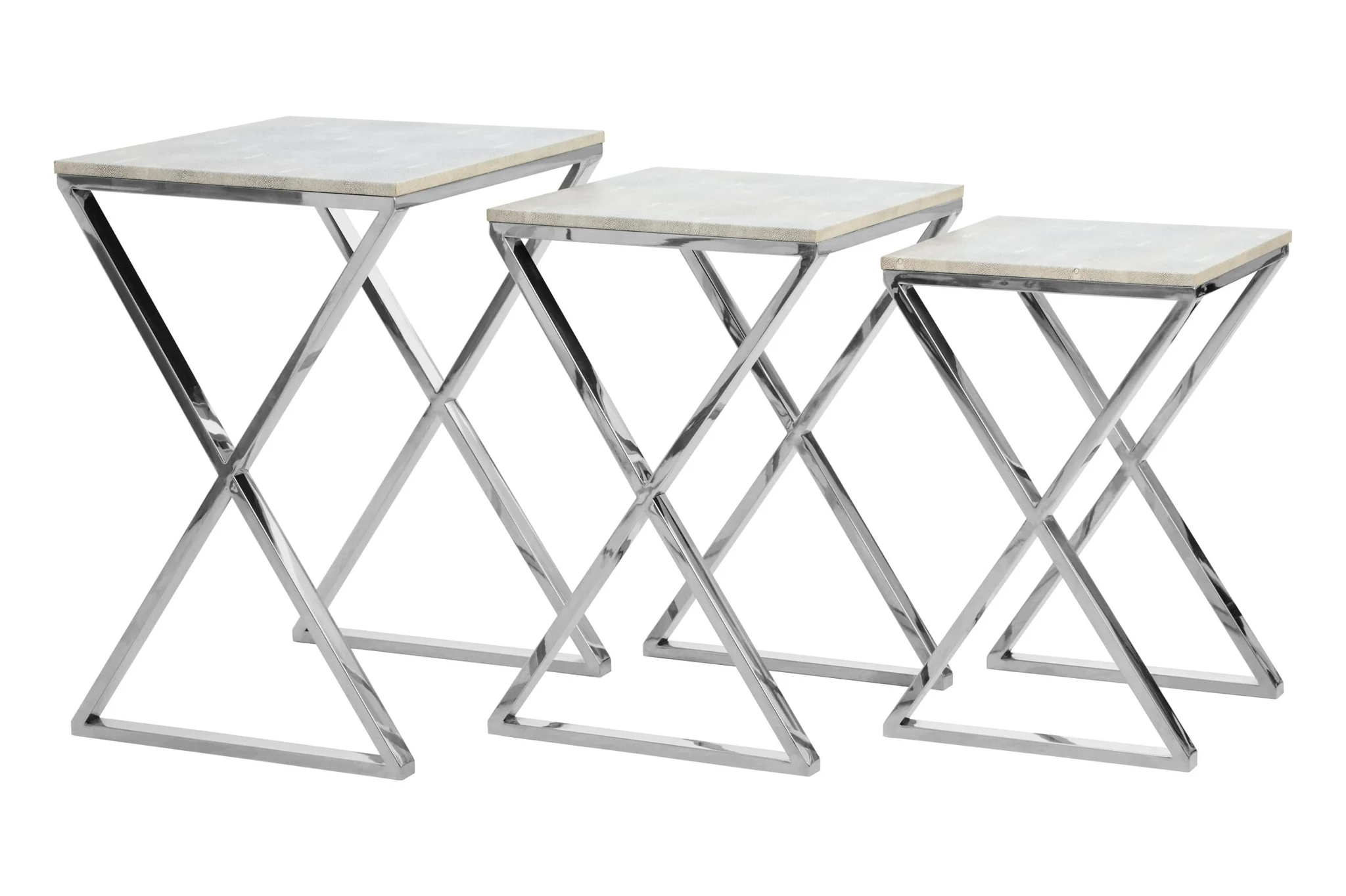 Cardona Grey Shagreen Effect Nest of Three Tables - Tables, photo 3 of 8