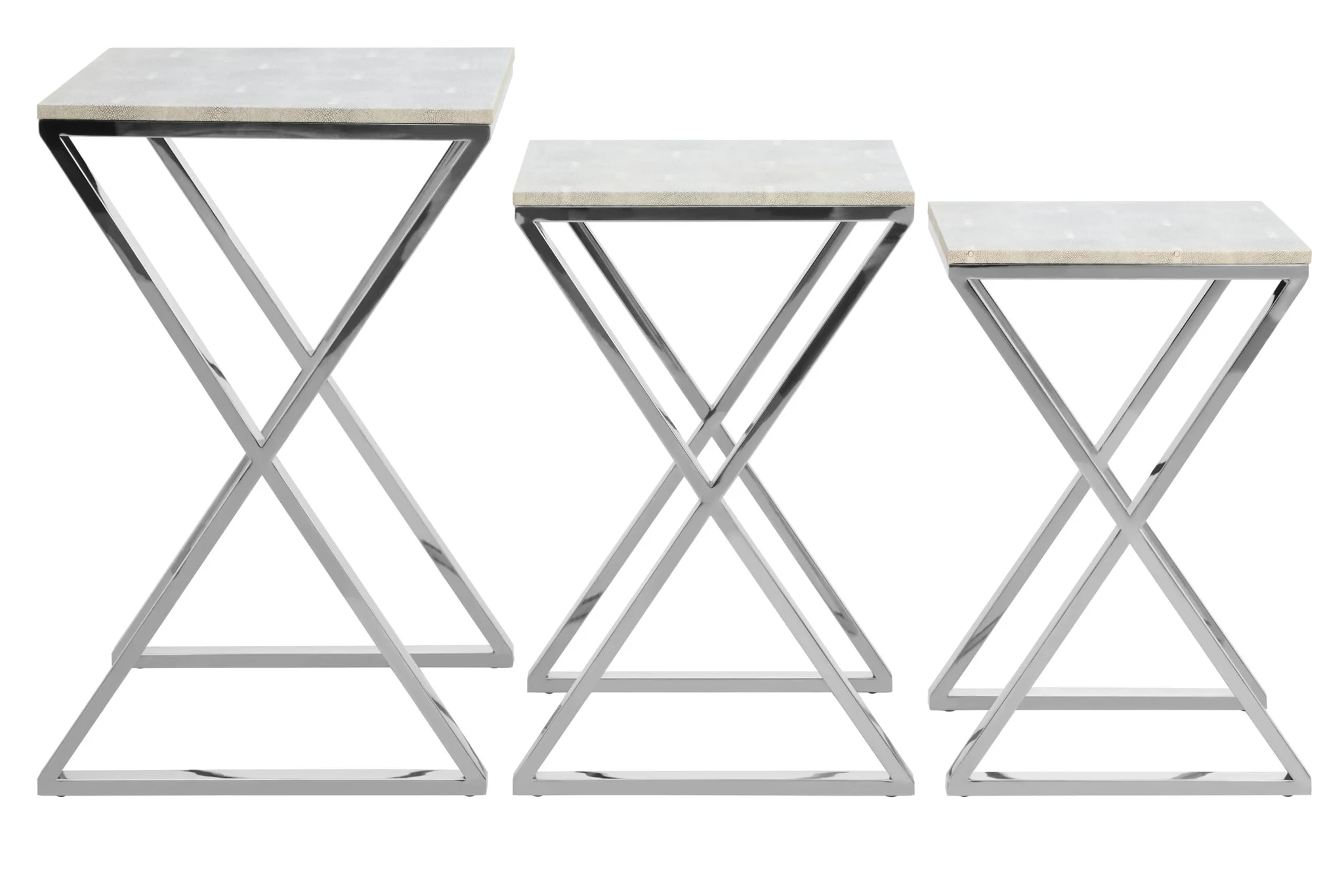 Cardona Grey Shagreen Effect Nest of Three Tables - Tables, photo 2 of 8
