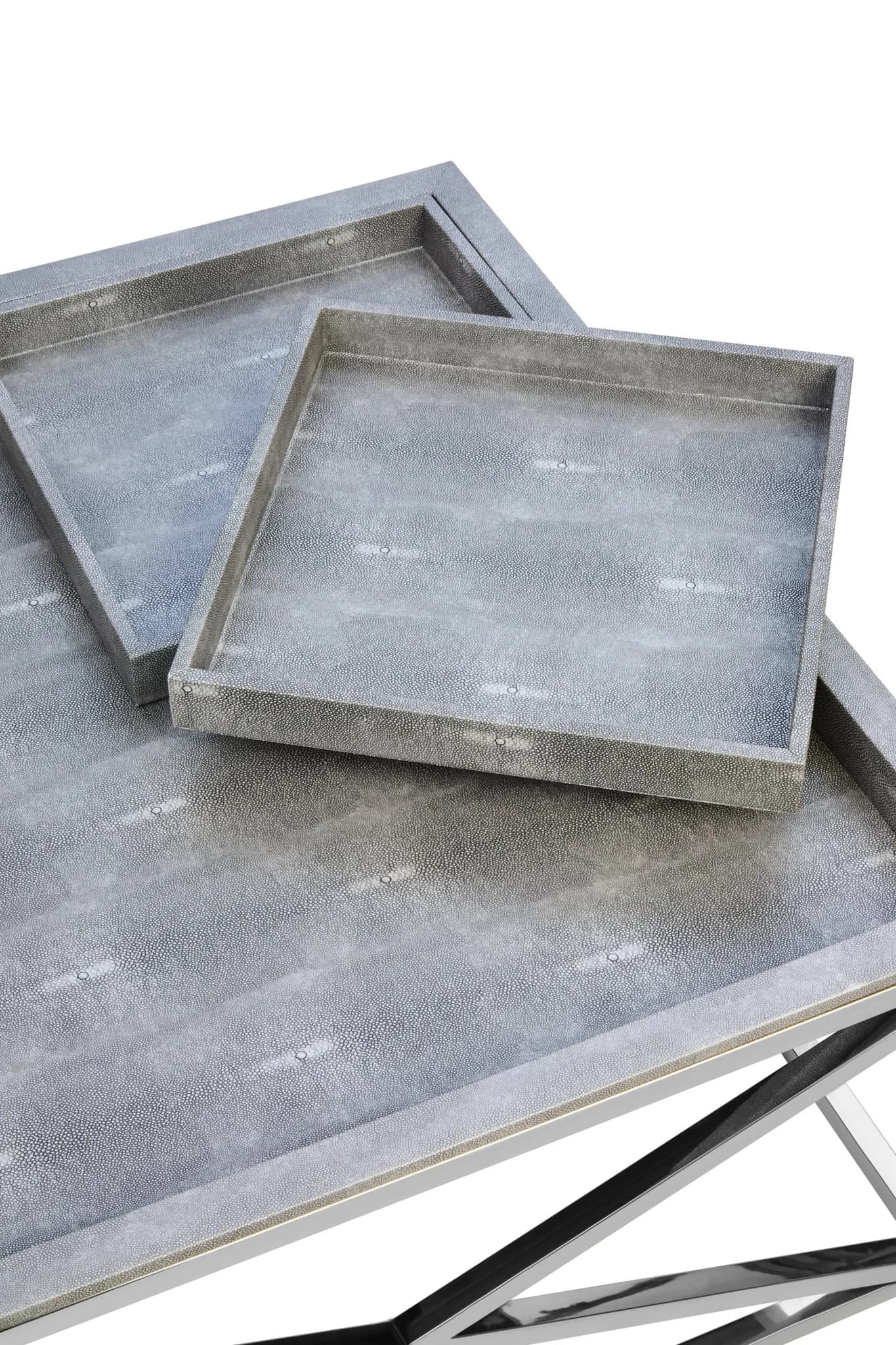 Cardona Grey Shagreen Effect Tray Coffee Table - Tables, photo 8 of 8