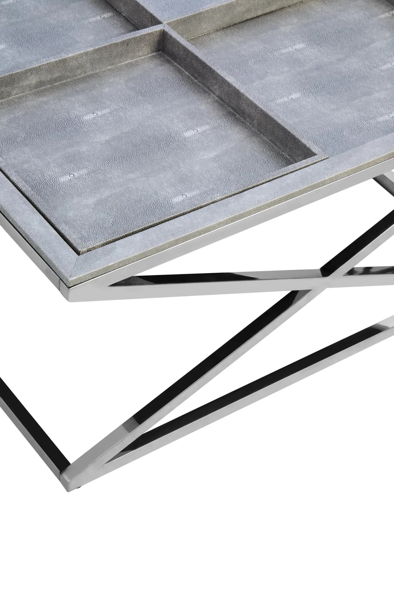 Cardona Grey Shagreen Effect Tray Coffee Table - Tables, photo 4 of 8