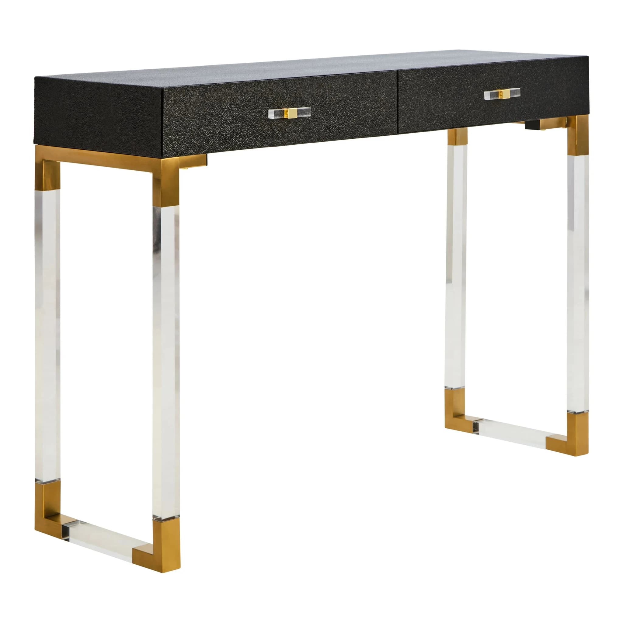 Cardona Black Shagreen Effect 2 Drawer Console Table - Tables, photo 5 of 8