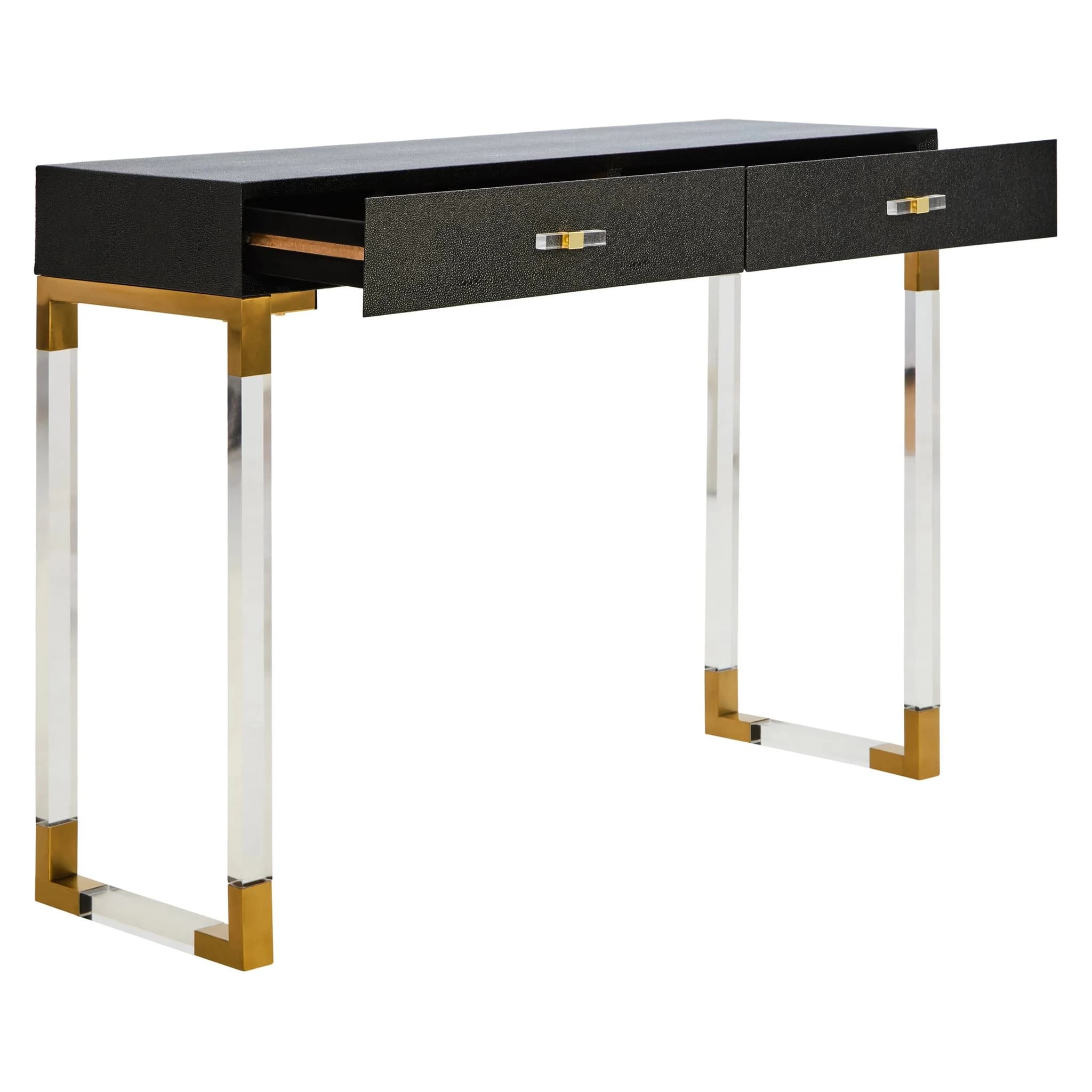 Cardona Black Shagreen Effect 2 Drawer Console Table - Tables, photo 4 of 8