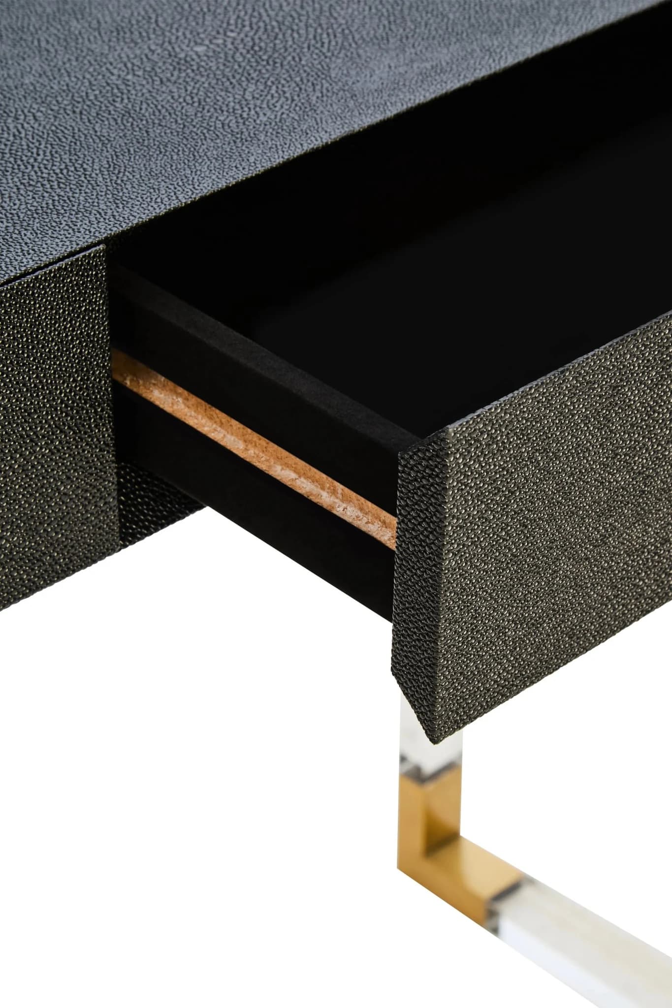 Cardona Black Shagreen Effect 2 Drawer Console Table - Tables, photo 8 of 8