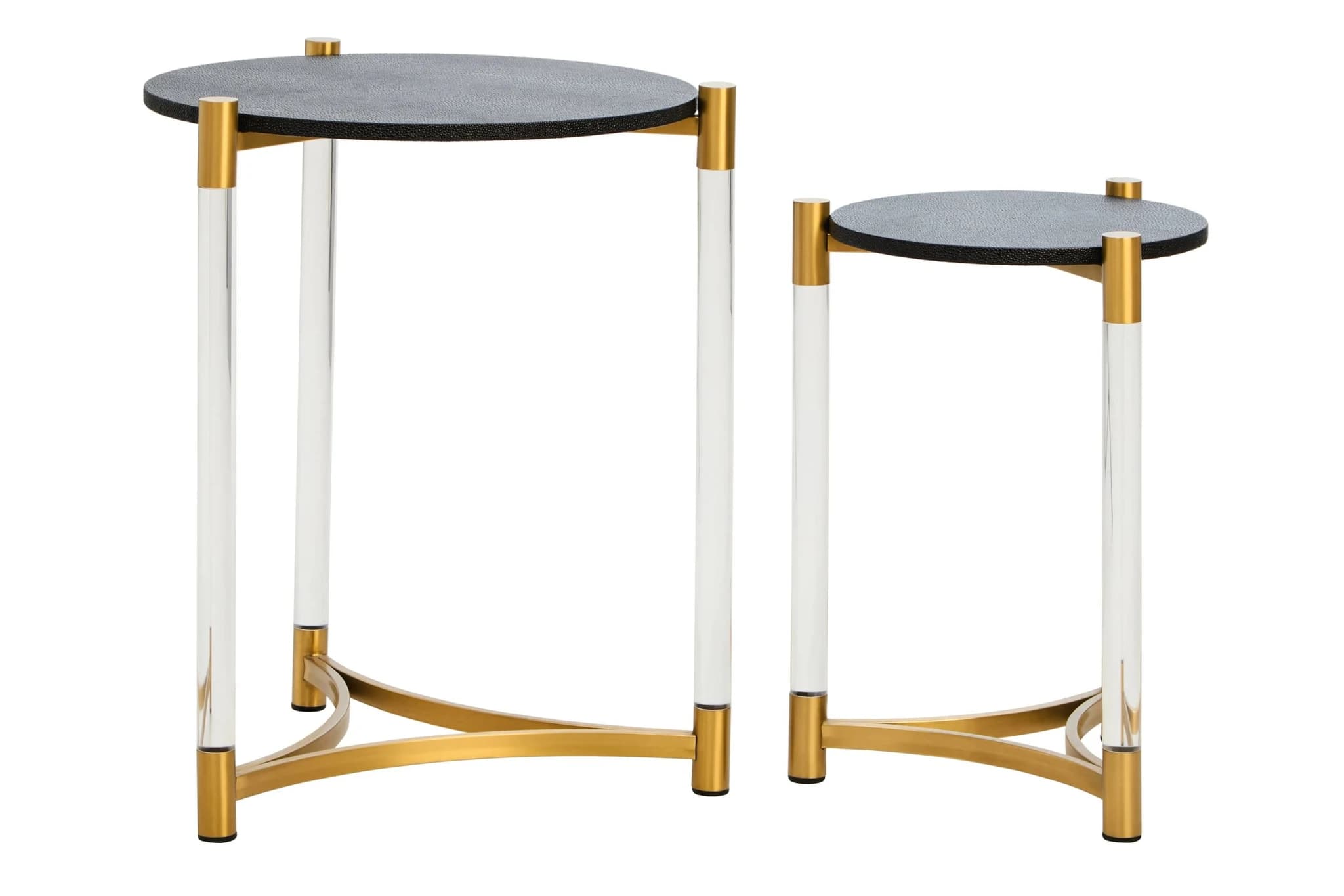 Cardona Black Shagreen Effect Set of 2 Side Tables - Tables, photo 2 of 7