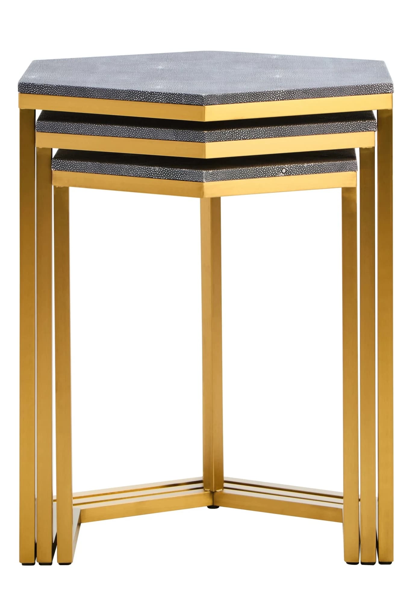 Cardona Nest of Three Hexagonal Blue Shagreen Effect Tables - Tables, photo 3 of 8