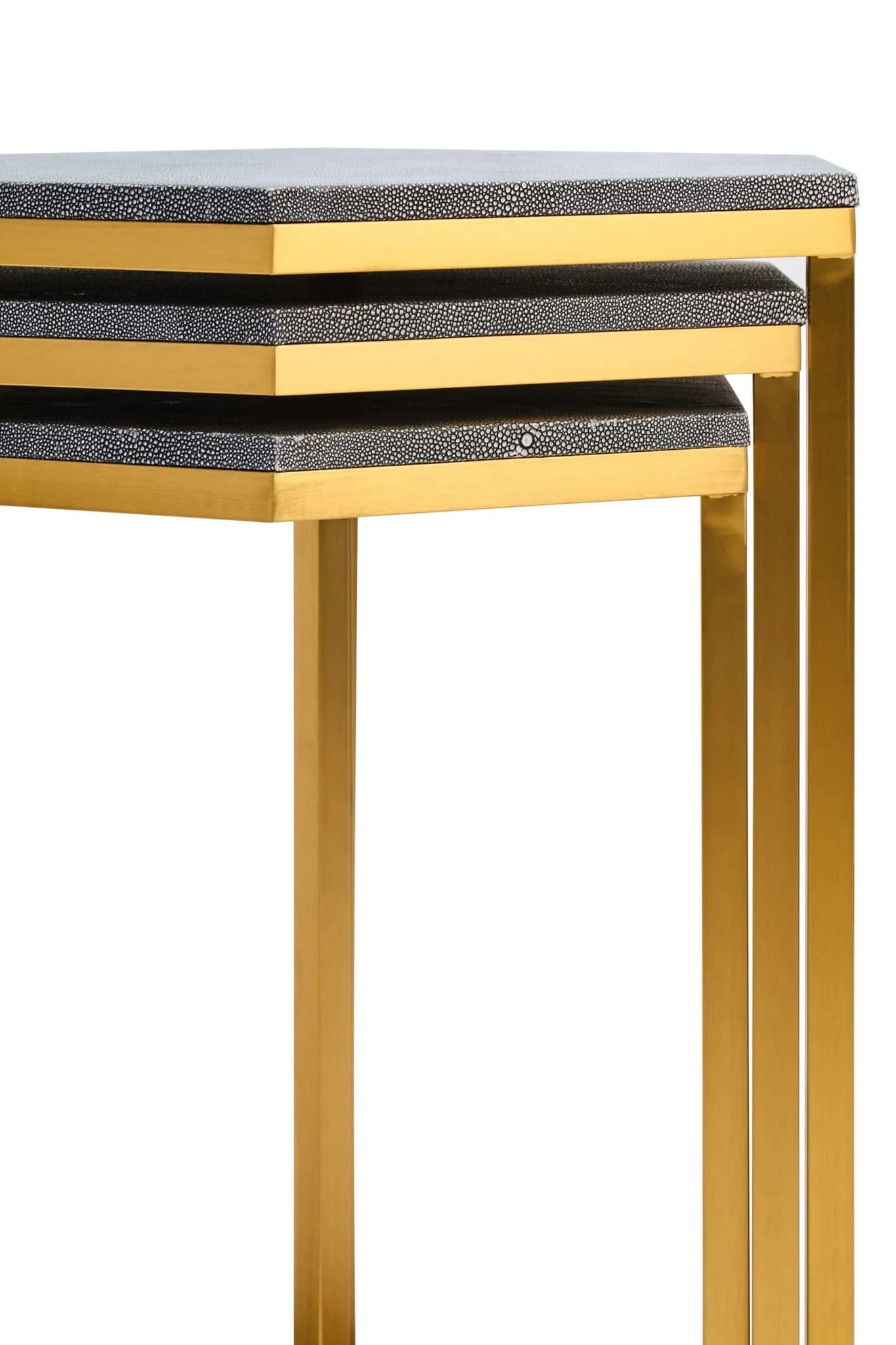 Cardona Nest of Three Hexagonal Blue Shagreen Effect Tables - Tables, photo 8 of 8