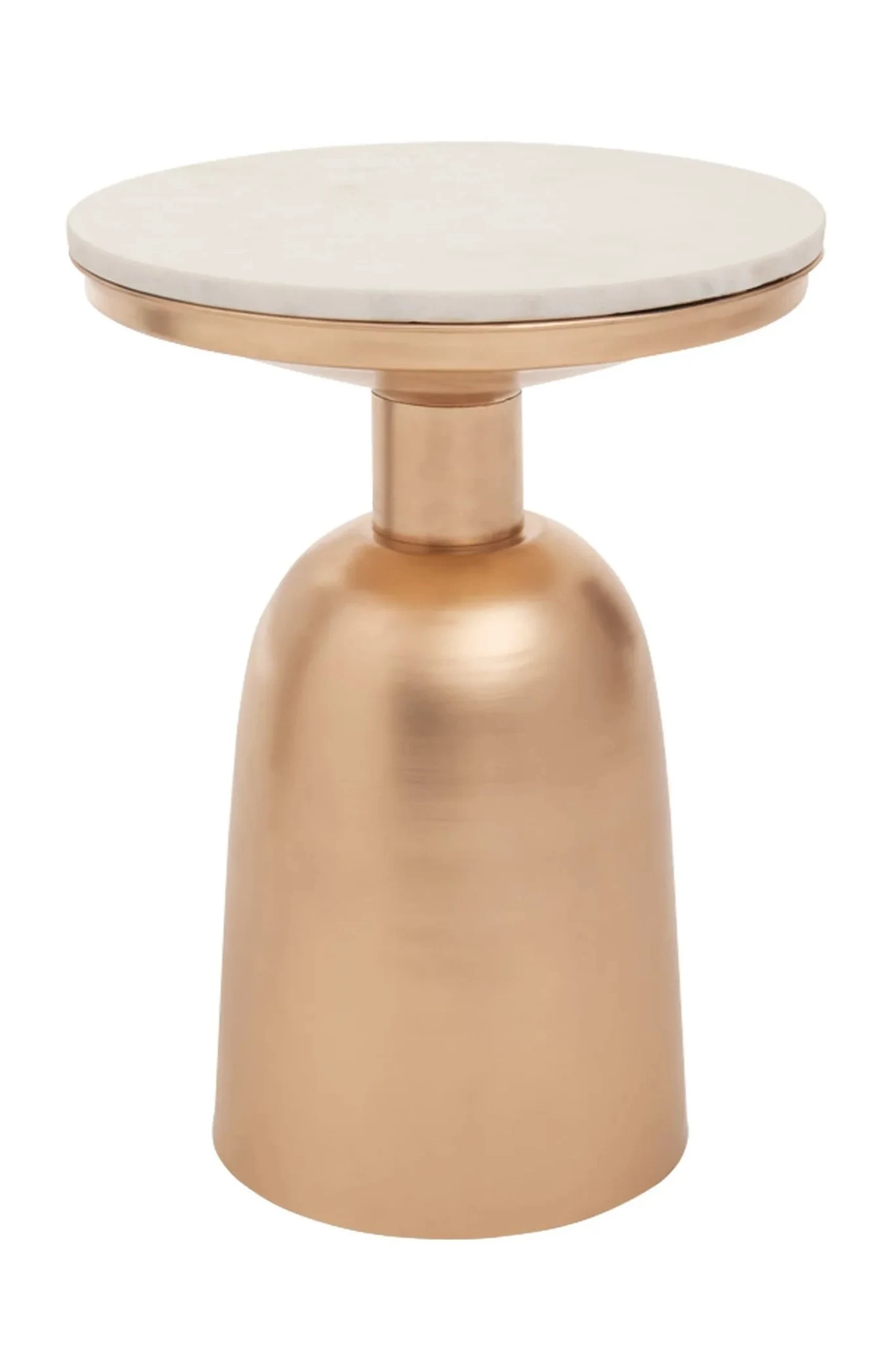 Amira White Marble Top Gold Base Side Table. - Tables, photo 2 of 5