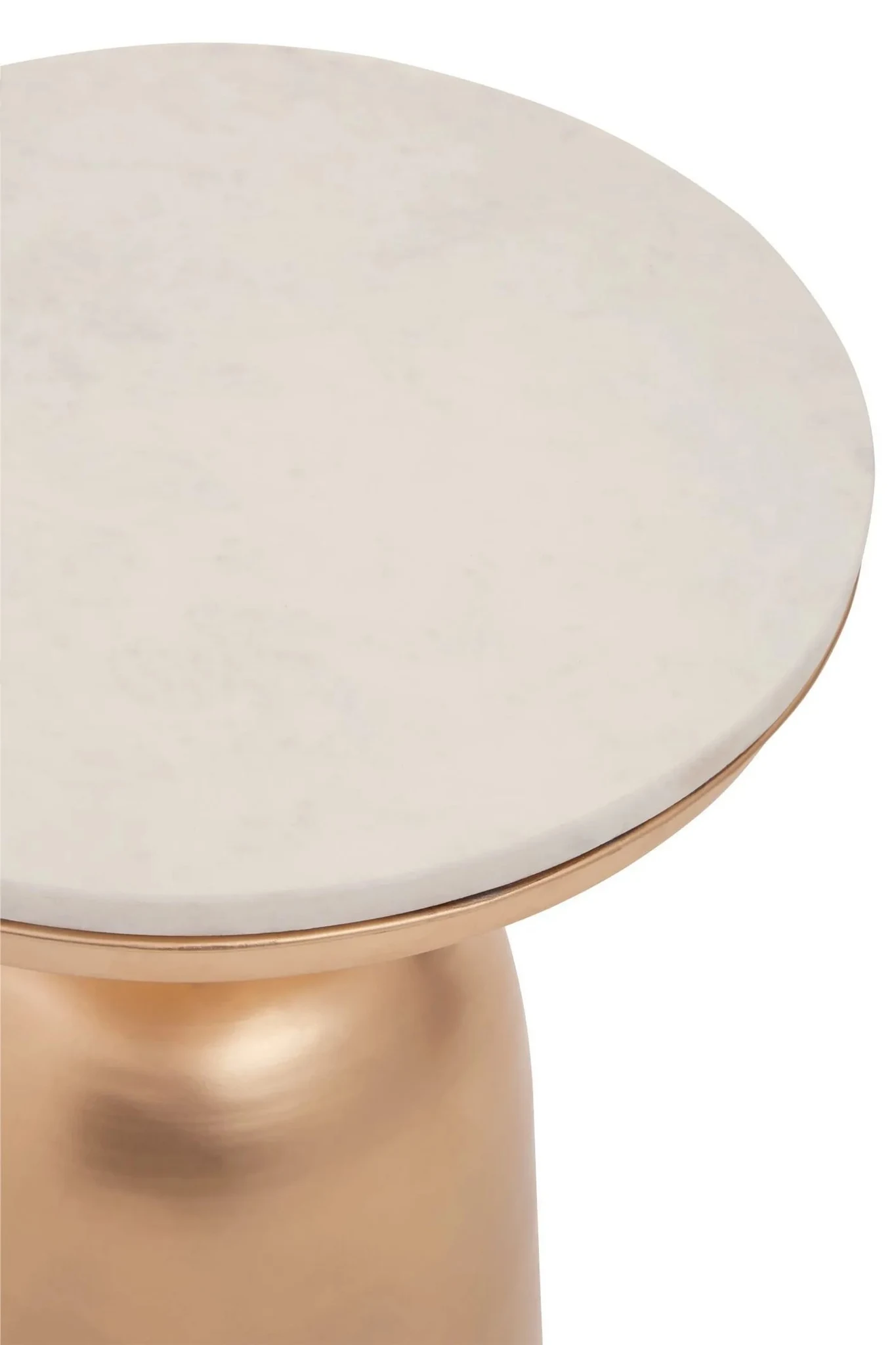 Amira White Marble Top Gold Base Side Table. - Tables, photo 3 of 5