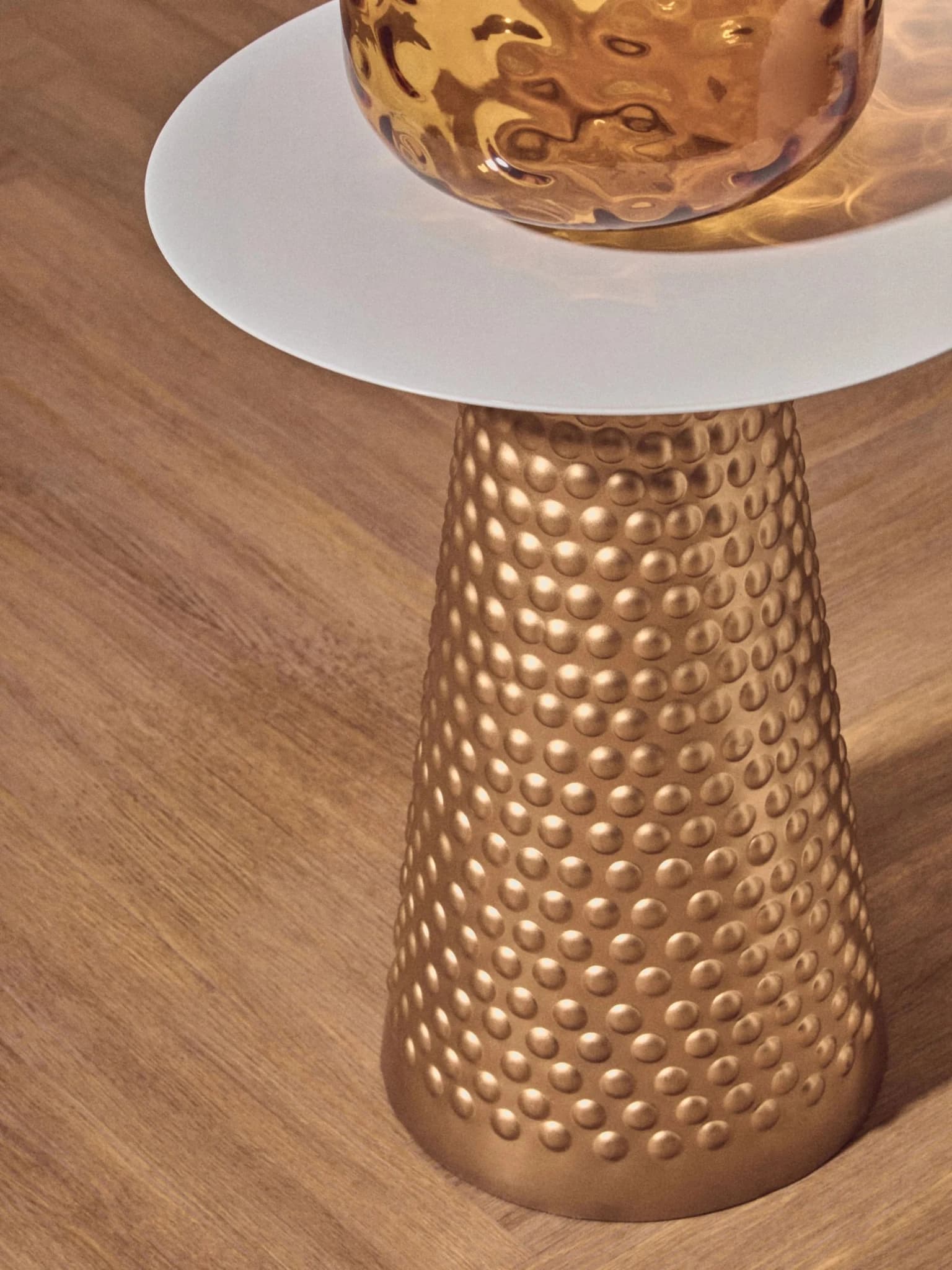 Amira White Top Gold Base Side Table - Tables, photo 4 of 8