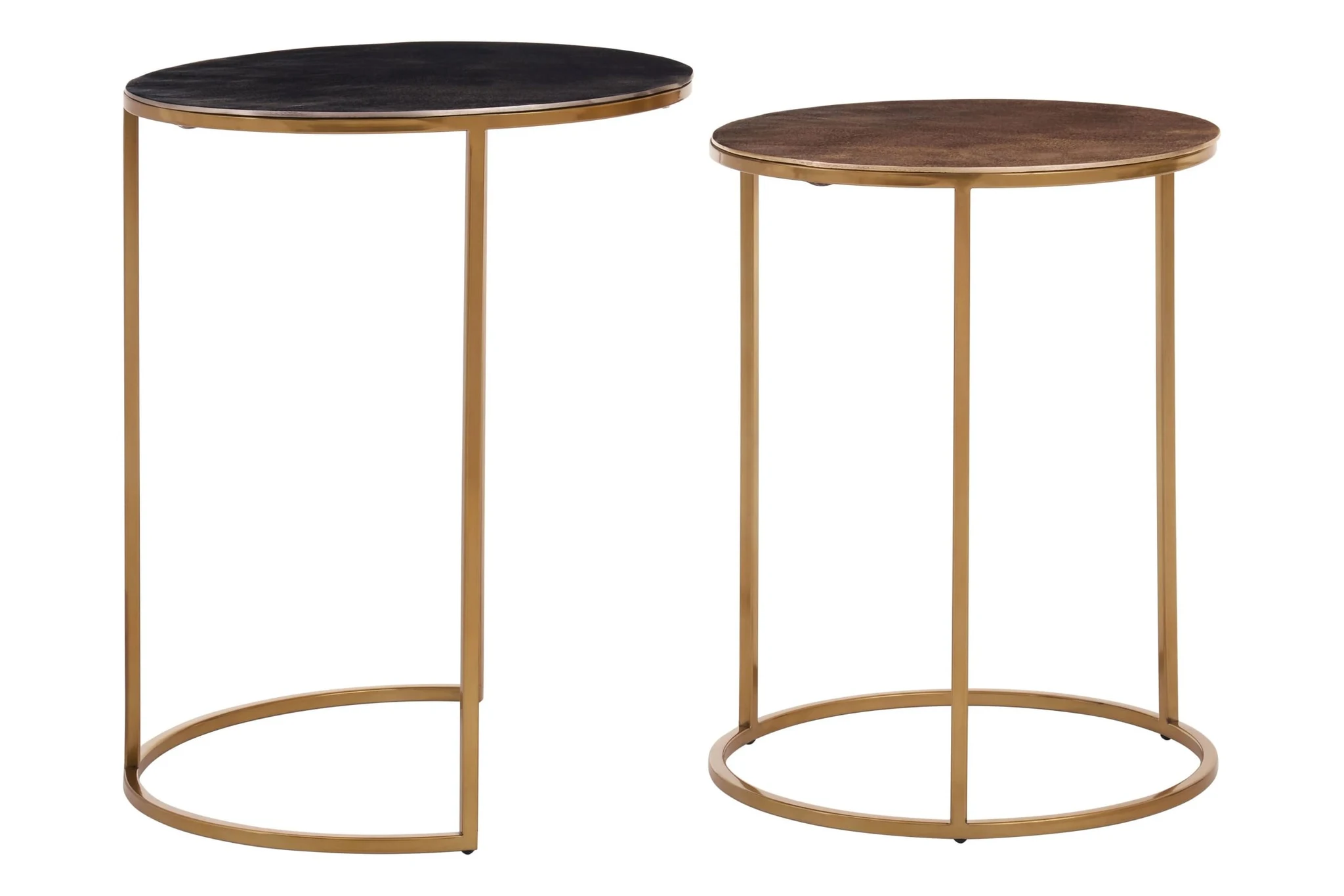 Amira Gold and Zinc Finish Set of 2 Nesting Tables - Tables, photo 2 of 5