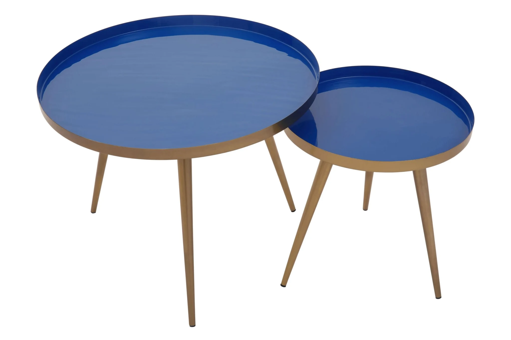 Amira Blue Enamel Set of 2 Side Tables - Tables, photo 3 of 7