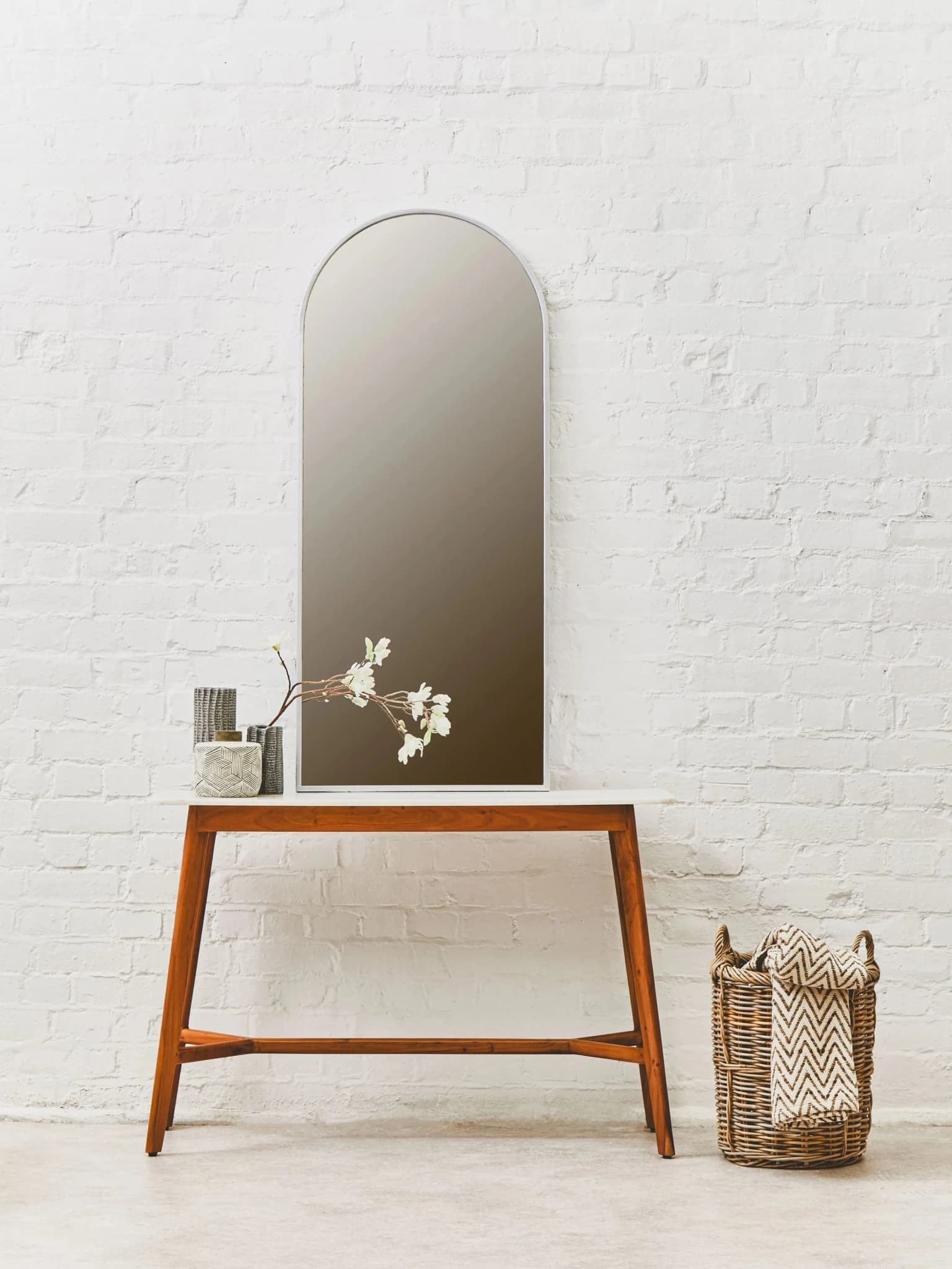 Myan Acacia Wood and White Marble Console Table - Tables, photo 6 of 8
