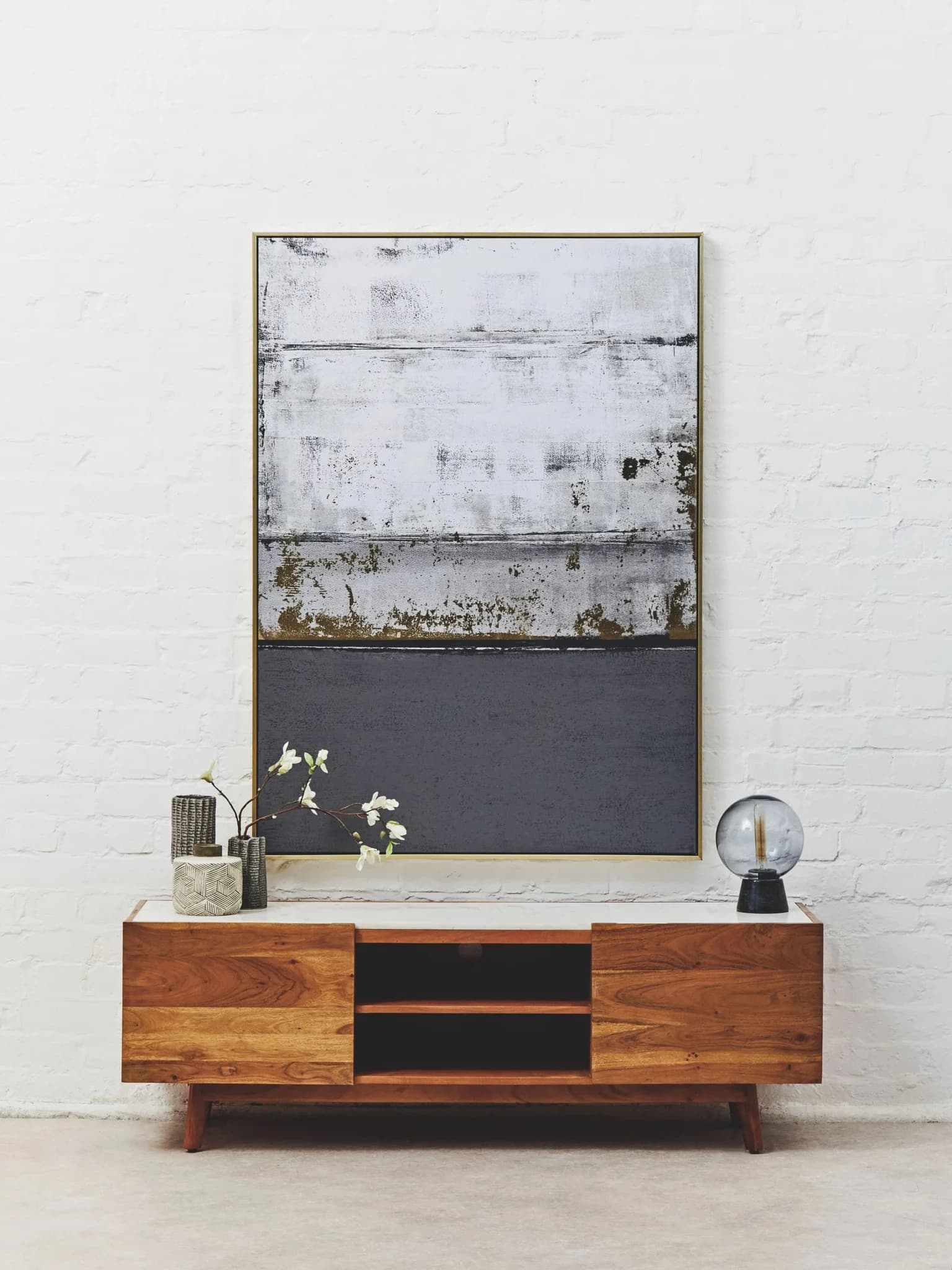 Myan Acacia Wood and White Marble Media Unit - Bookcases & shelving, photo 5 of 8