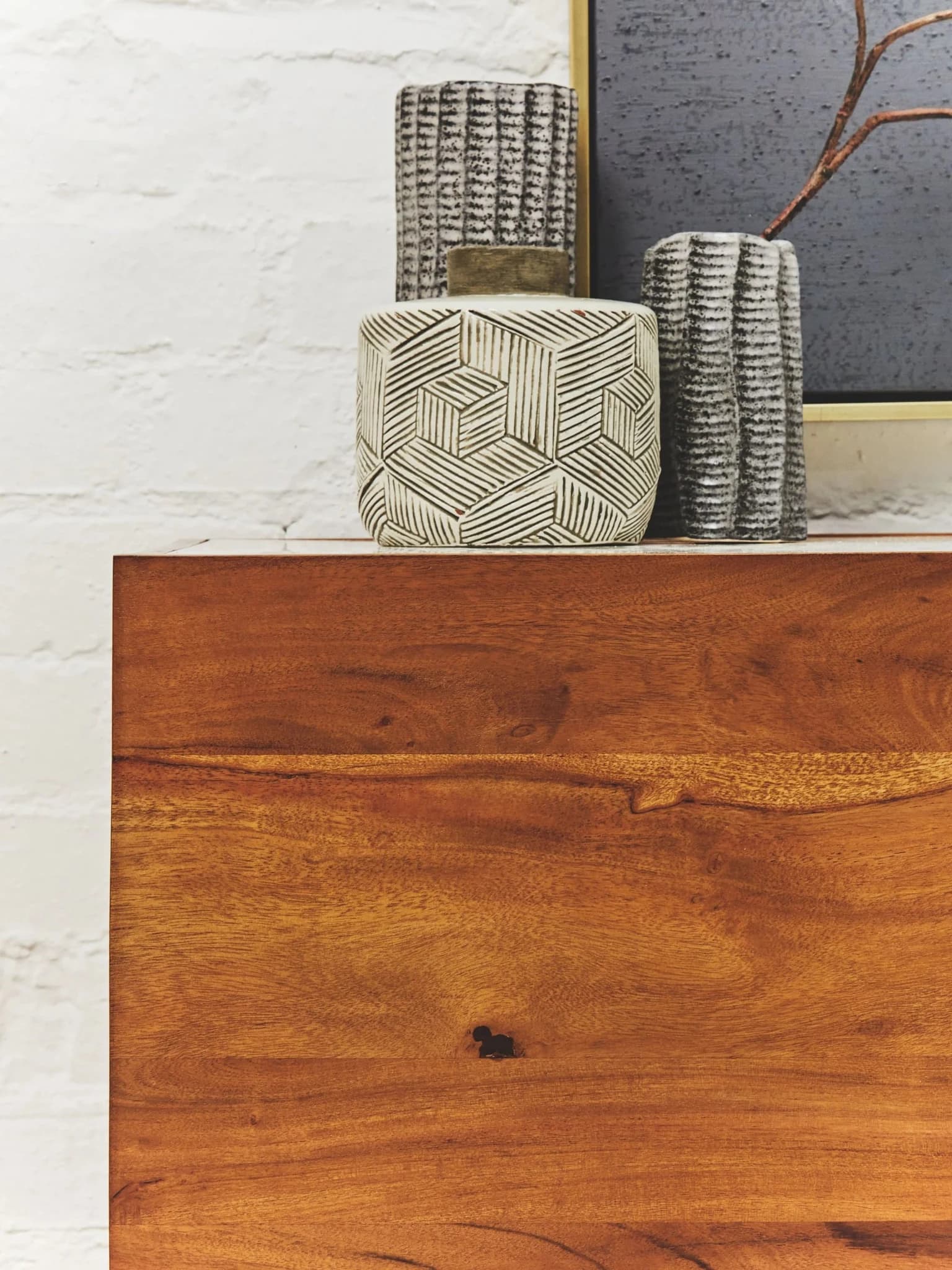 Myan Acacia Wood and White Marble Sideboard - Bookcases & shelving, photo 6 of 8