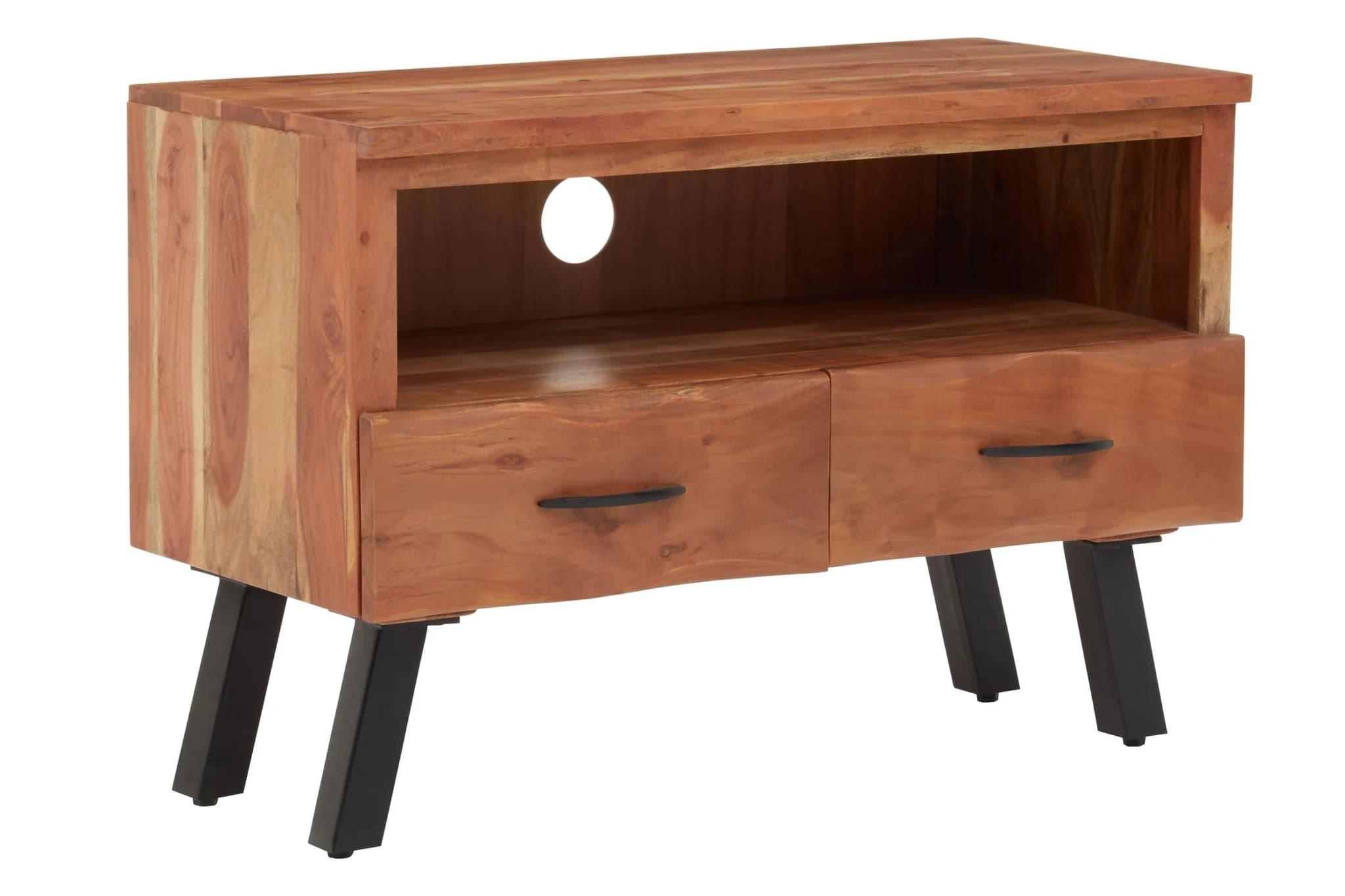 Nashik Two Drawer Acacia Media Unit - Bookcases & shelving, photo 5 of 8