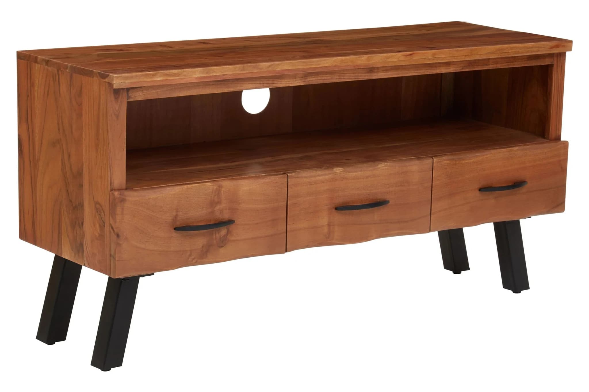 Nashik Three Drawer Acacia Media Unit - Bookcases & shelving, photo 5 of 8