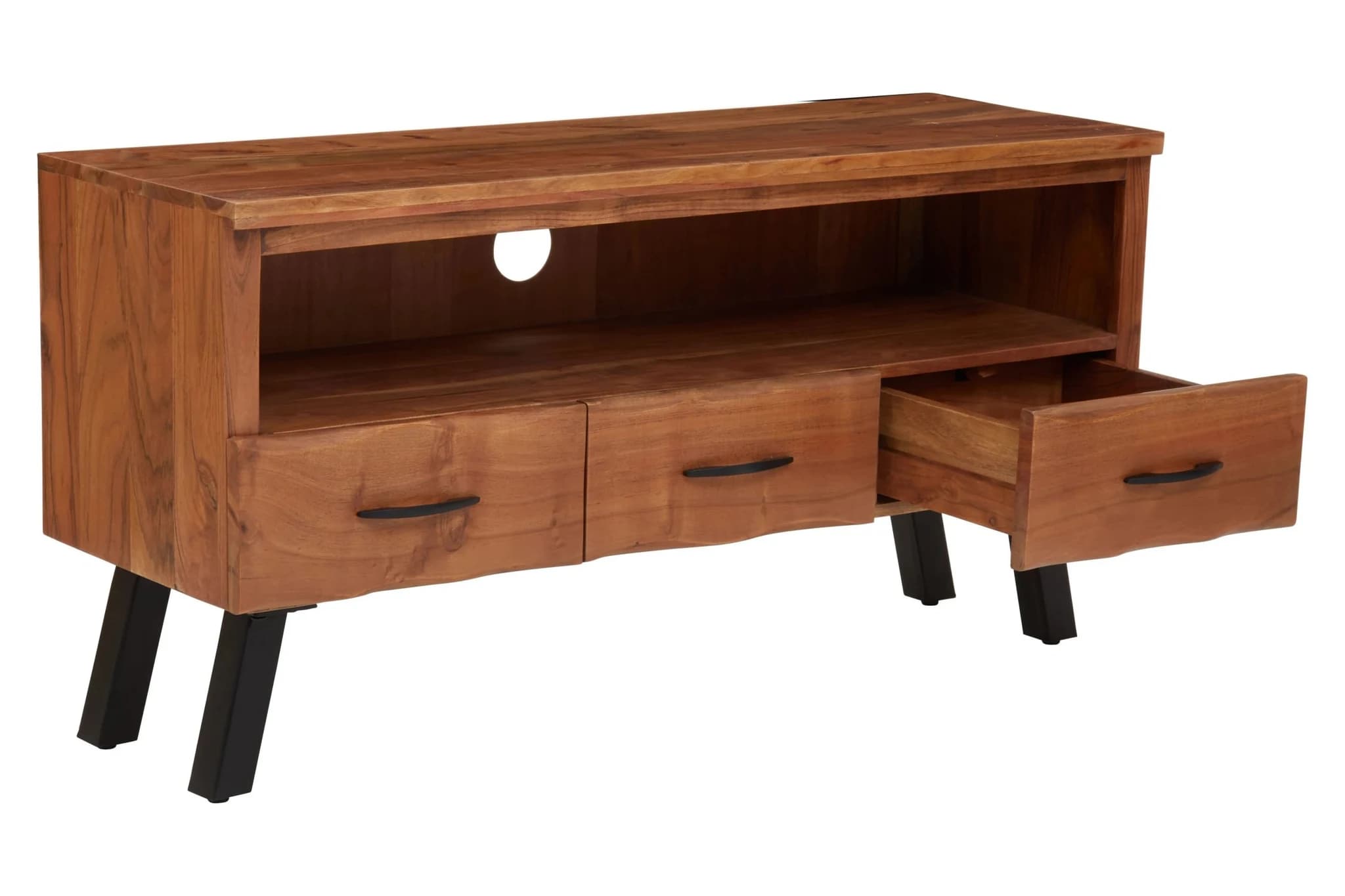 Nashik Three Drawer Acacia Media Unit - Bookcases & shelving, photo 4 of 8