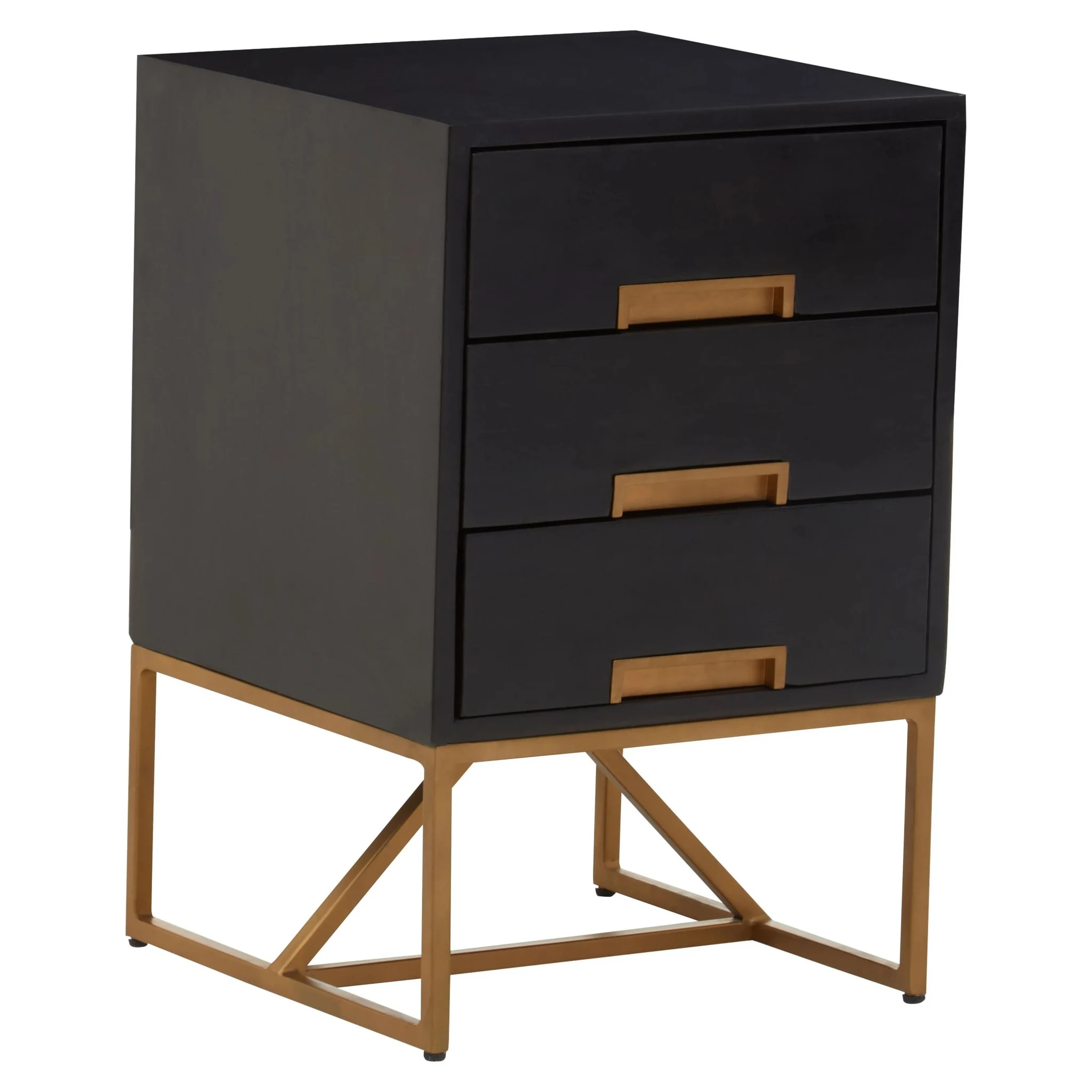 Kochi Black Mango Wood Side Table with 3 Drawers - Tables, photo 5 of 8