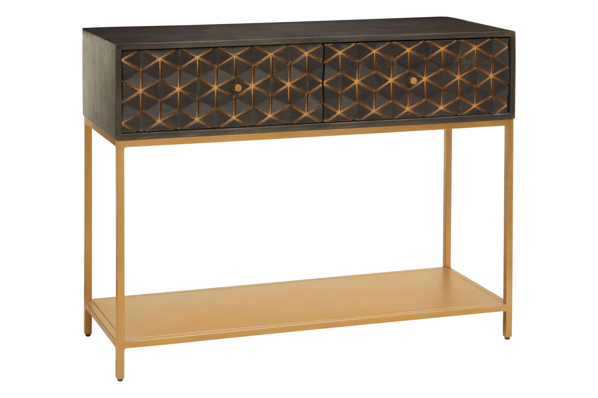 Patna Grey Finish Mango Wood Console Table with Drawers - Tables, photo 5 of 8
