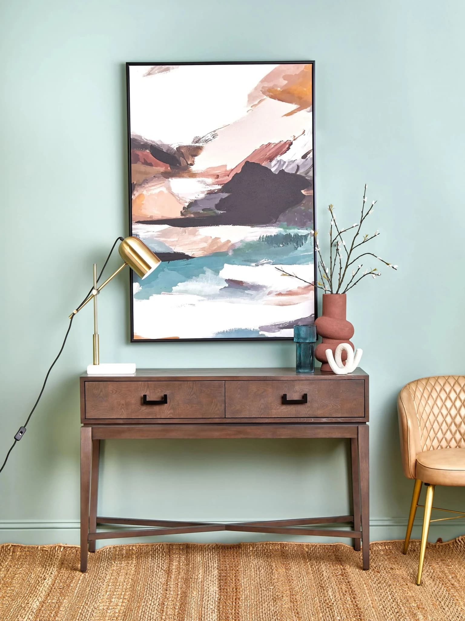 Dimaro Antique Grey Two Drawer Console Table - Tables, photo 5 of 8