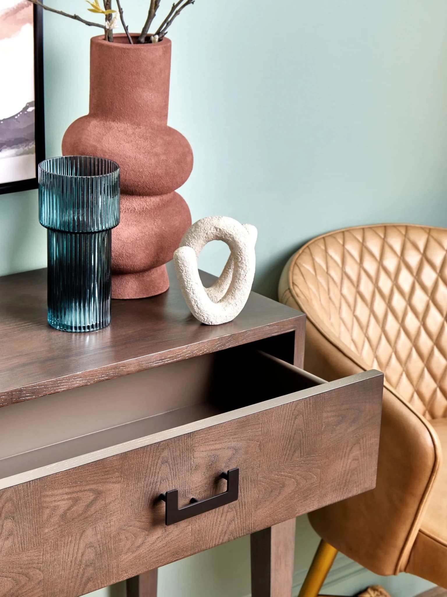 Dimaro Antique Grey Two Drawer Console Table - Tables, photo 3 of 8