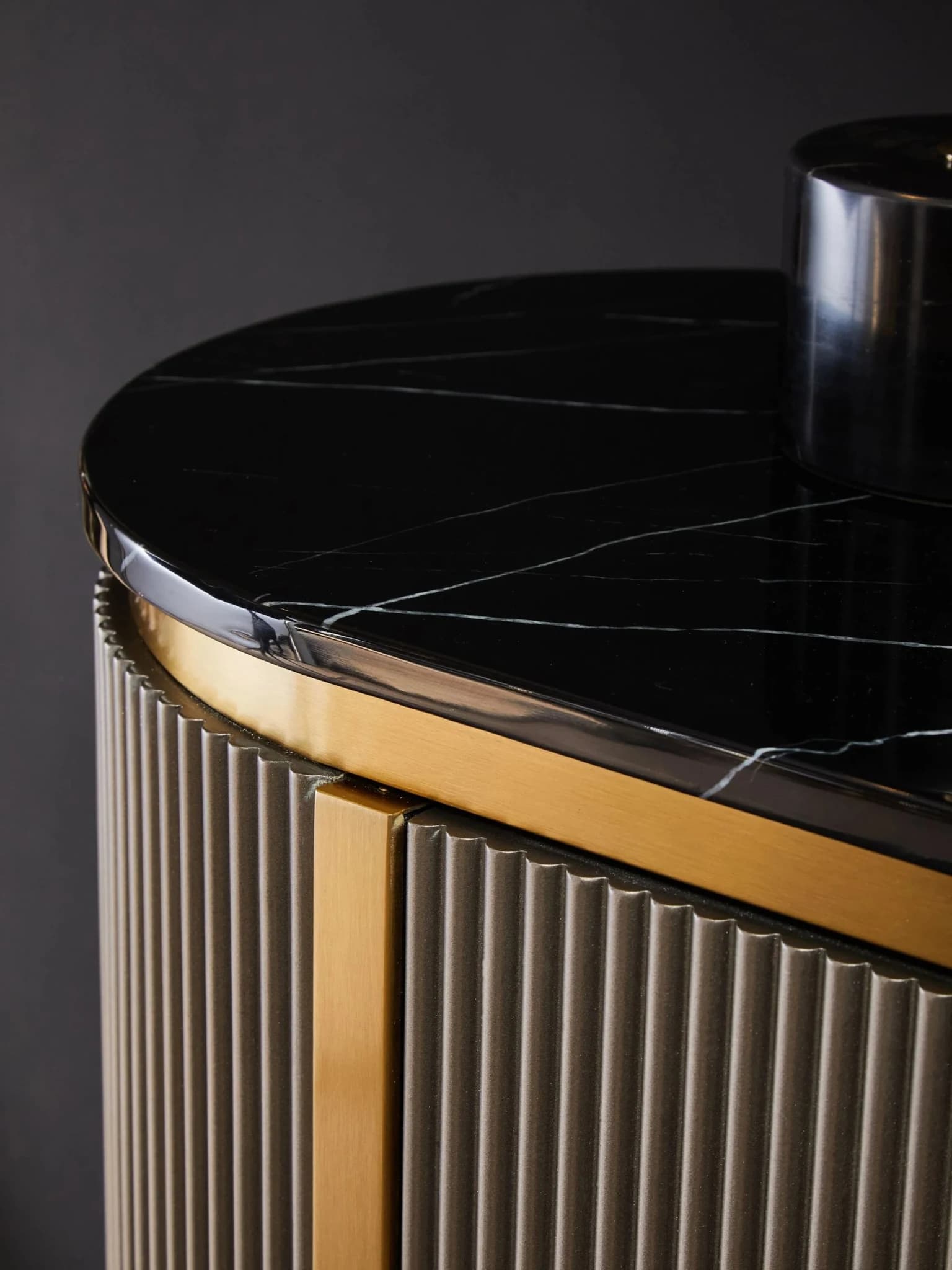 Dervio Grey Two Door Sideboard with Black Marble Top - Bookcases & shelving, photo 4 of 8