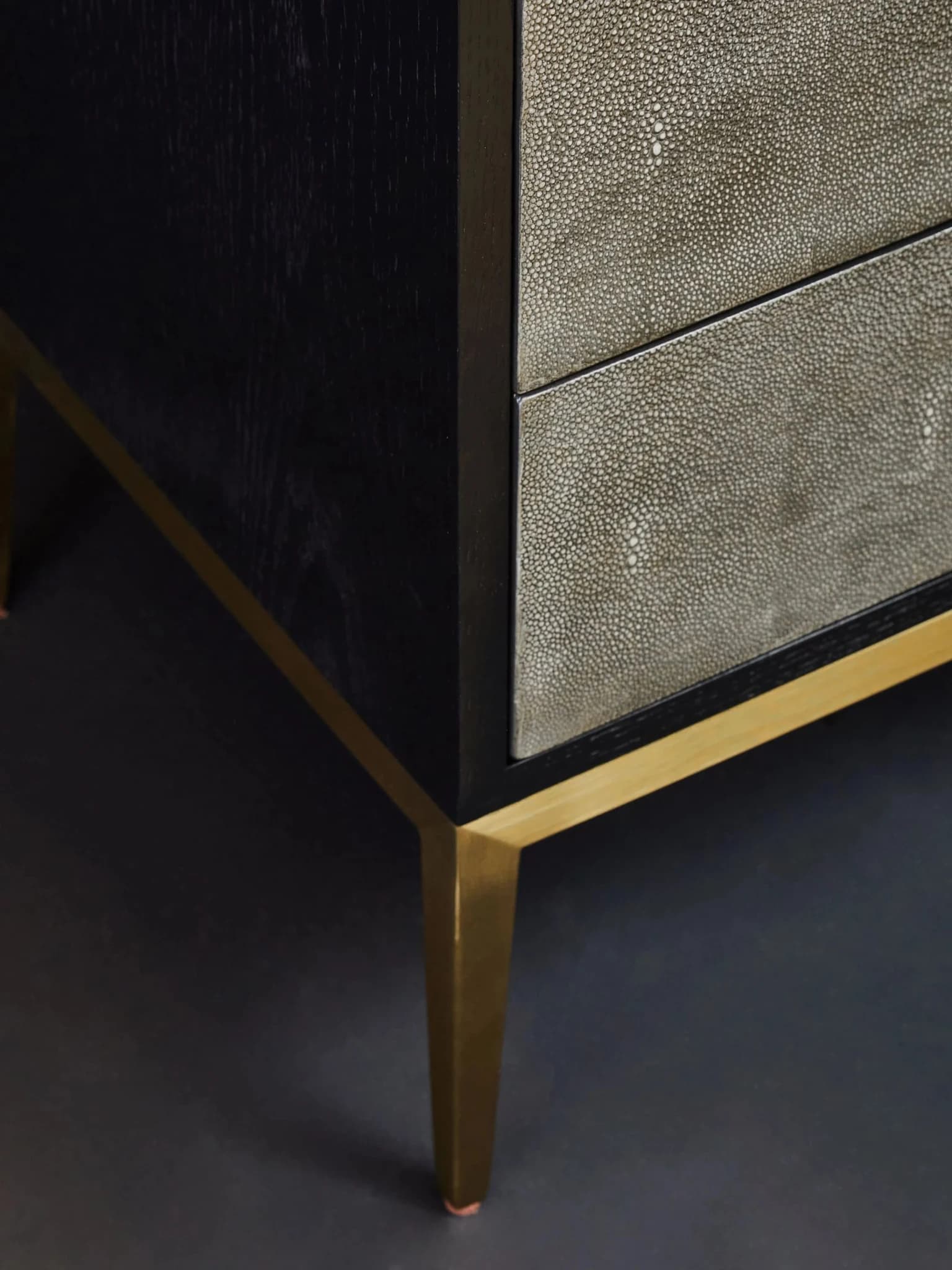 Deruta Grey Shagreen Effect Two Drawer Side Table - Tables, photo 2 of 8