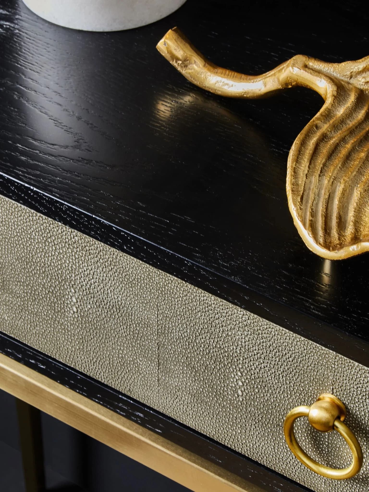 Deruta Grey Shagreen Effect One Drawer Console Table - Tables, photo 4 of 8