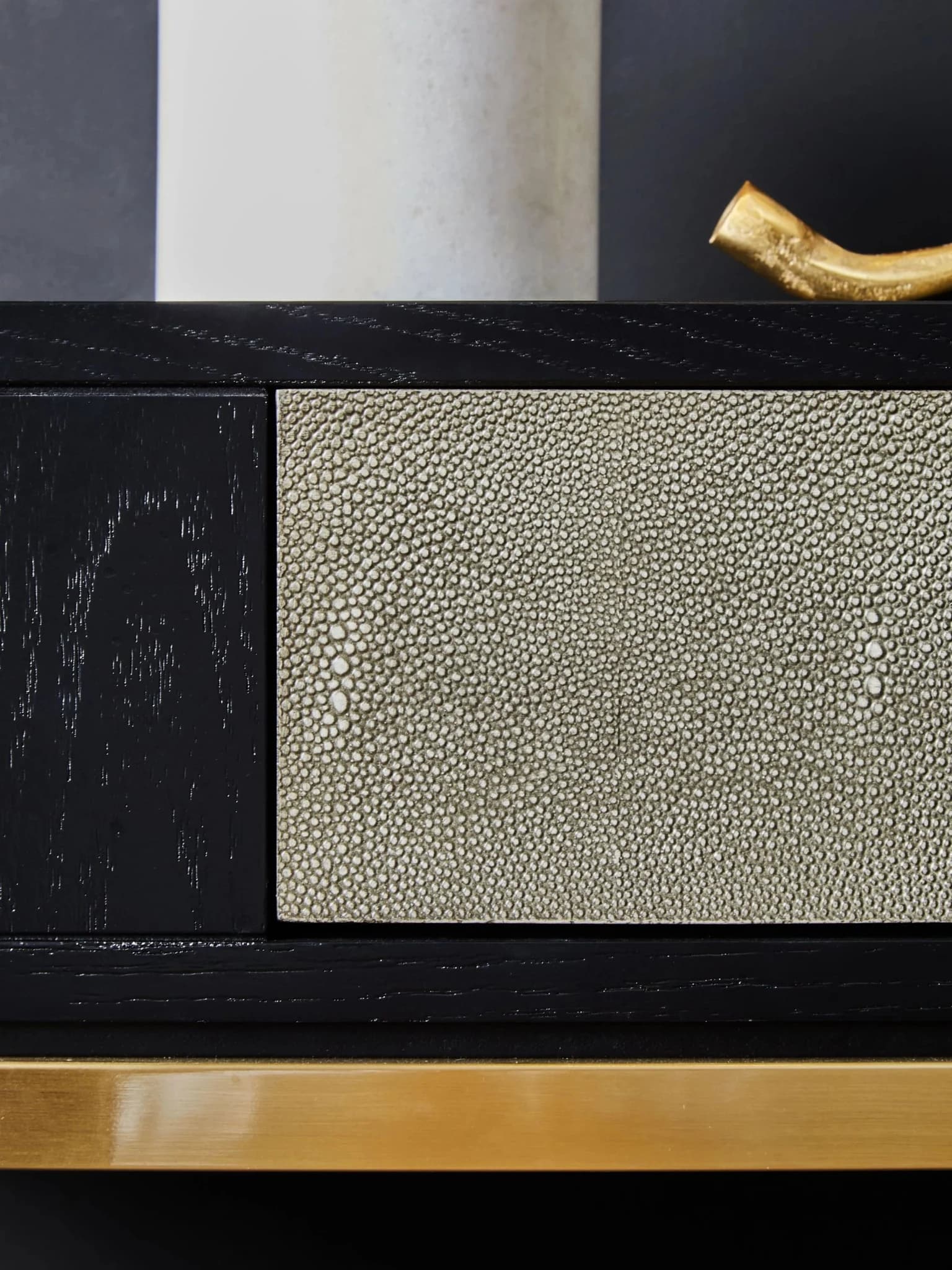 Deruta Grey Shagreen Effect One Drawer Console Table - Tables, photo 2 of 8
